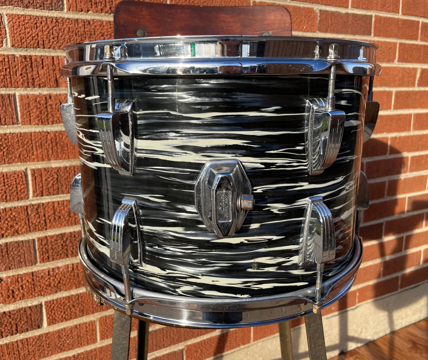 1969-1970 Ludwig 9x13 Tom Drum Single Oyster Black Pearl 1970s