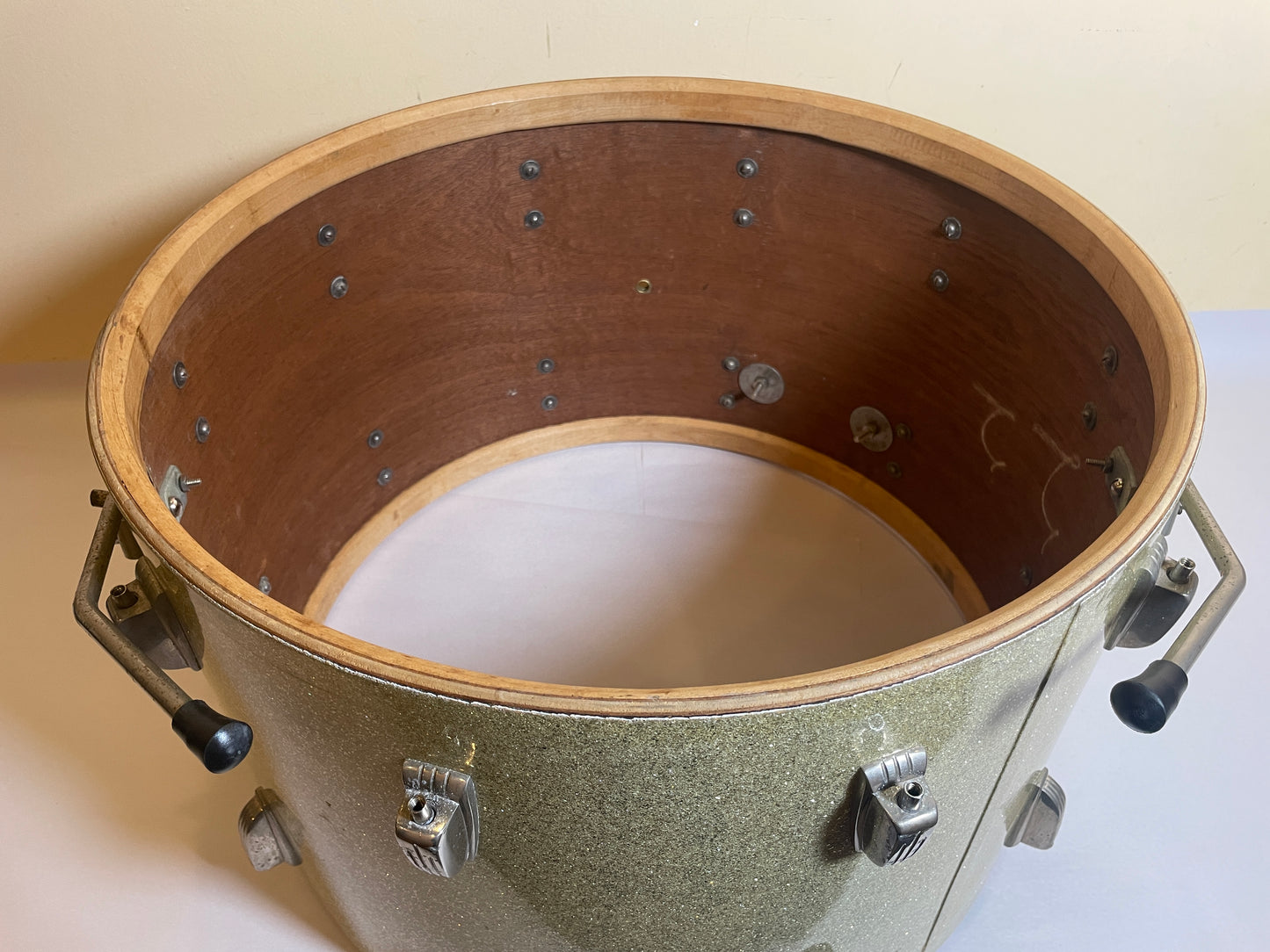 1950s WFL Ludwig 2pc Drum Set Silver Glass Glitter Sparkle 22/13