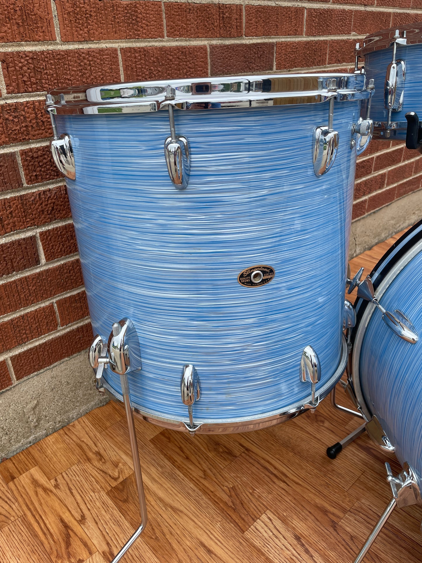 1960s Slingerland Gene Krupa De Luxe Outfit No. 1N Drum Set w/ Artist Snare Blue Ripple Pearl