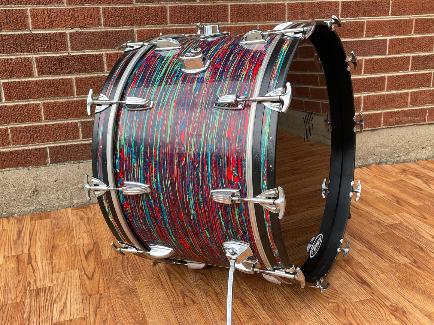 1970s Ludwig 14x22 Bass Drum Psychedelic Red