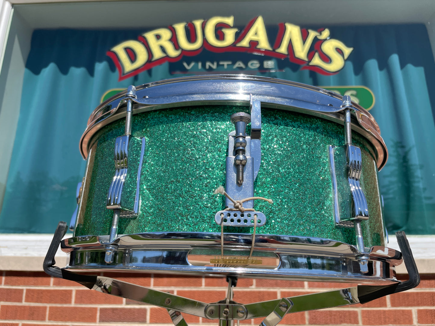 1966 Ludwig 5x14 Pioneer Snare Drum Green Sparkle