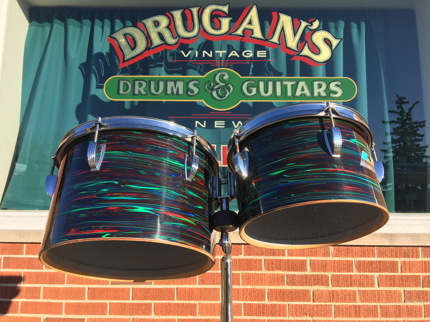 1970s Ludwig 6.5x10 & 8x12 Concert Tom Drums Psychedelic Red