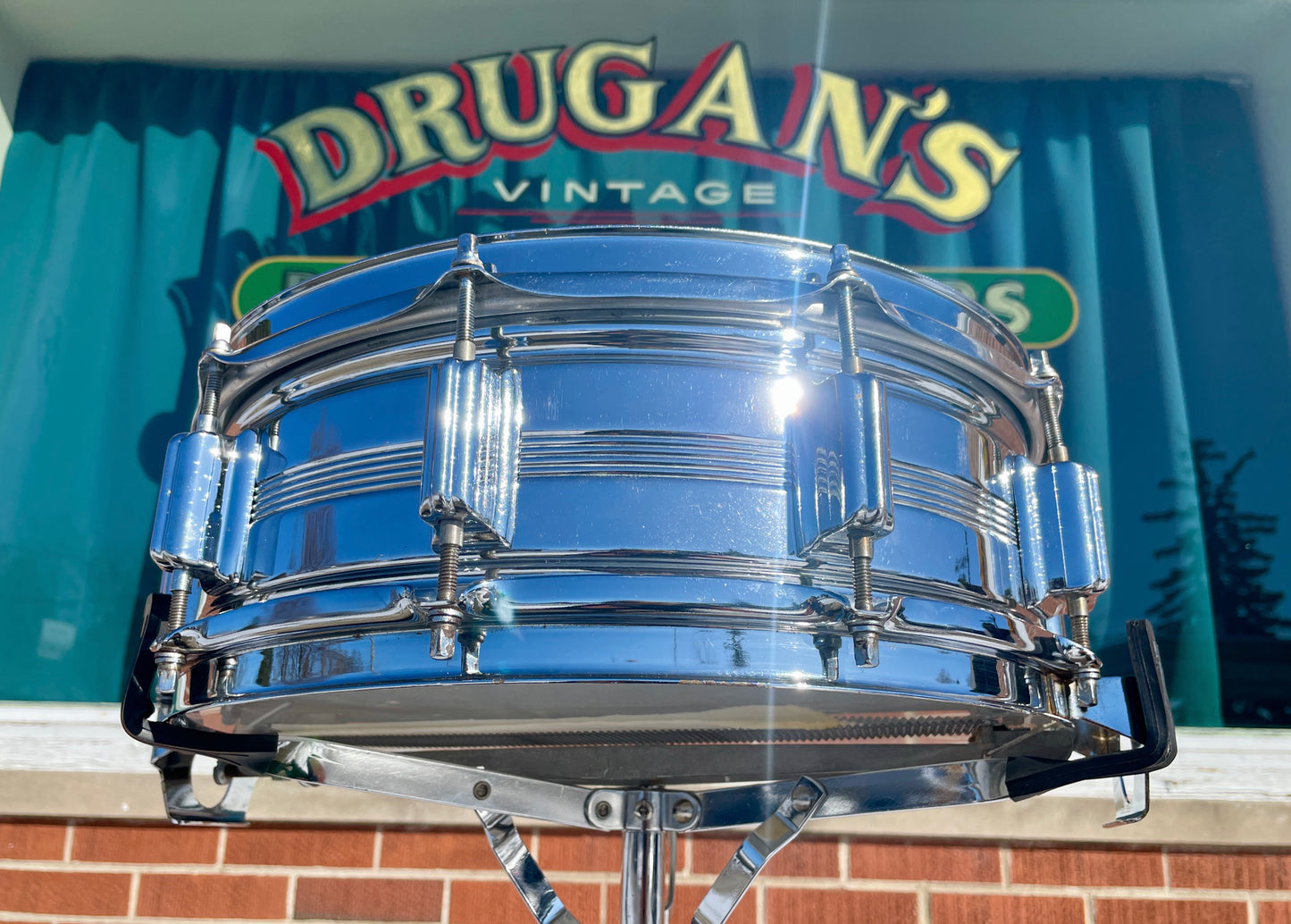 Vintage Rogers 5x14 Dynasonic Snare Drum Chrome Over Brass COB Dyna-Sonic