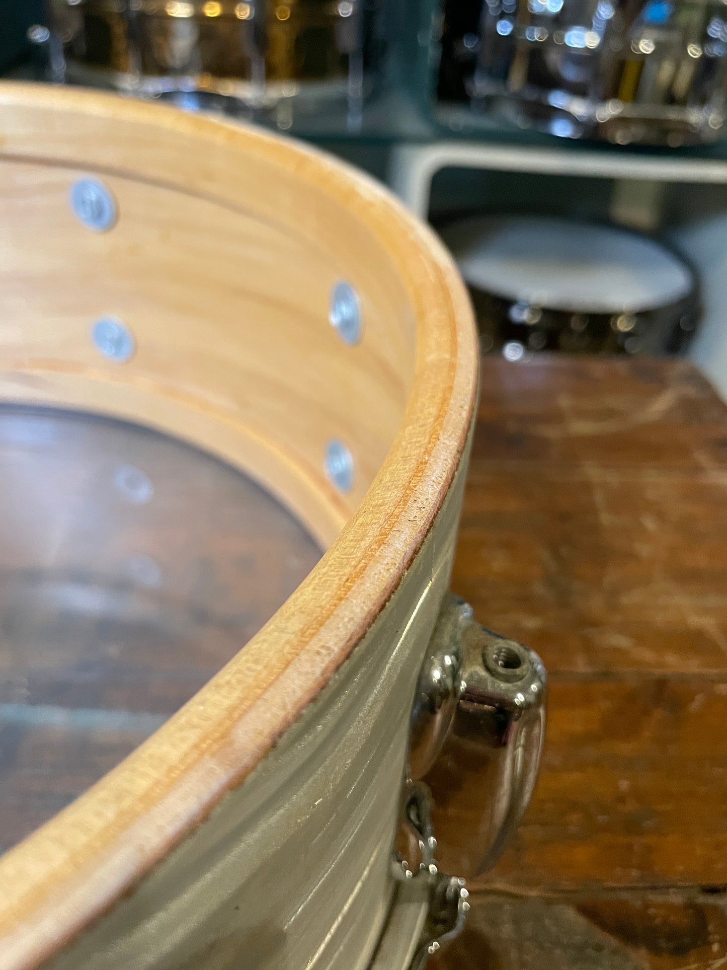 1964 Slingerland No. 146 Hollywood Ace 5x14 Snare Drum White Satin Flame Pearl