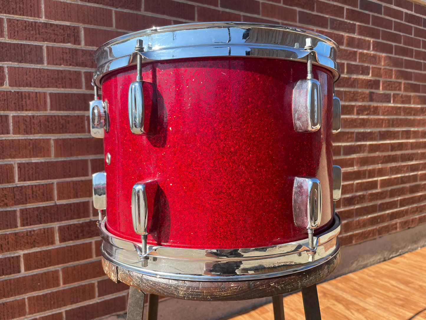 1960s Rogers 9x13 Holiday Tom Drum Sparkling Red Pearl Cleveland Glass Glitter Sparkle