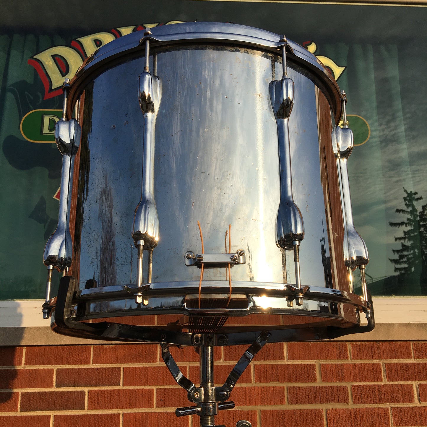 Slingerland 12x15 3-Ply Marching Snare Drum Chrome Over Wood Zoomatic