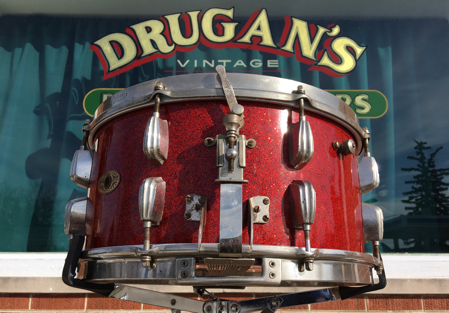 1953-56 Slingerland 7x14 Radio King Solid Shell Hollywood Ace Snare Drum Red Sparkle