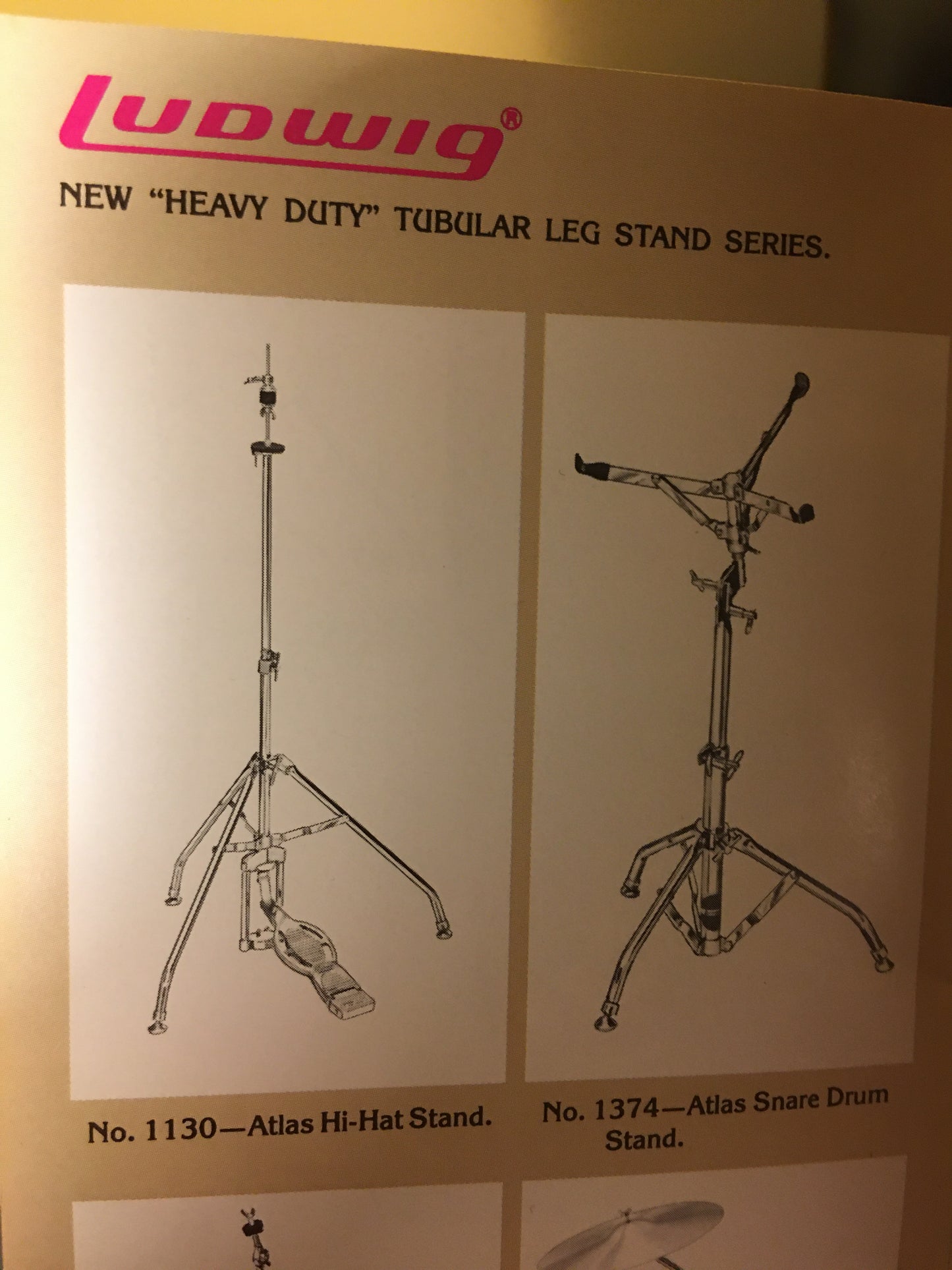 1976 Ludwig Atlas 5 pc. Hardware Package Swivel Feet Hi-Hat/Snare/3 Cymbal Stands