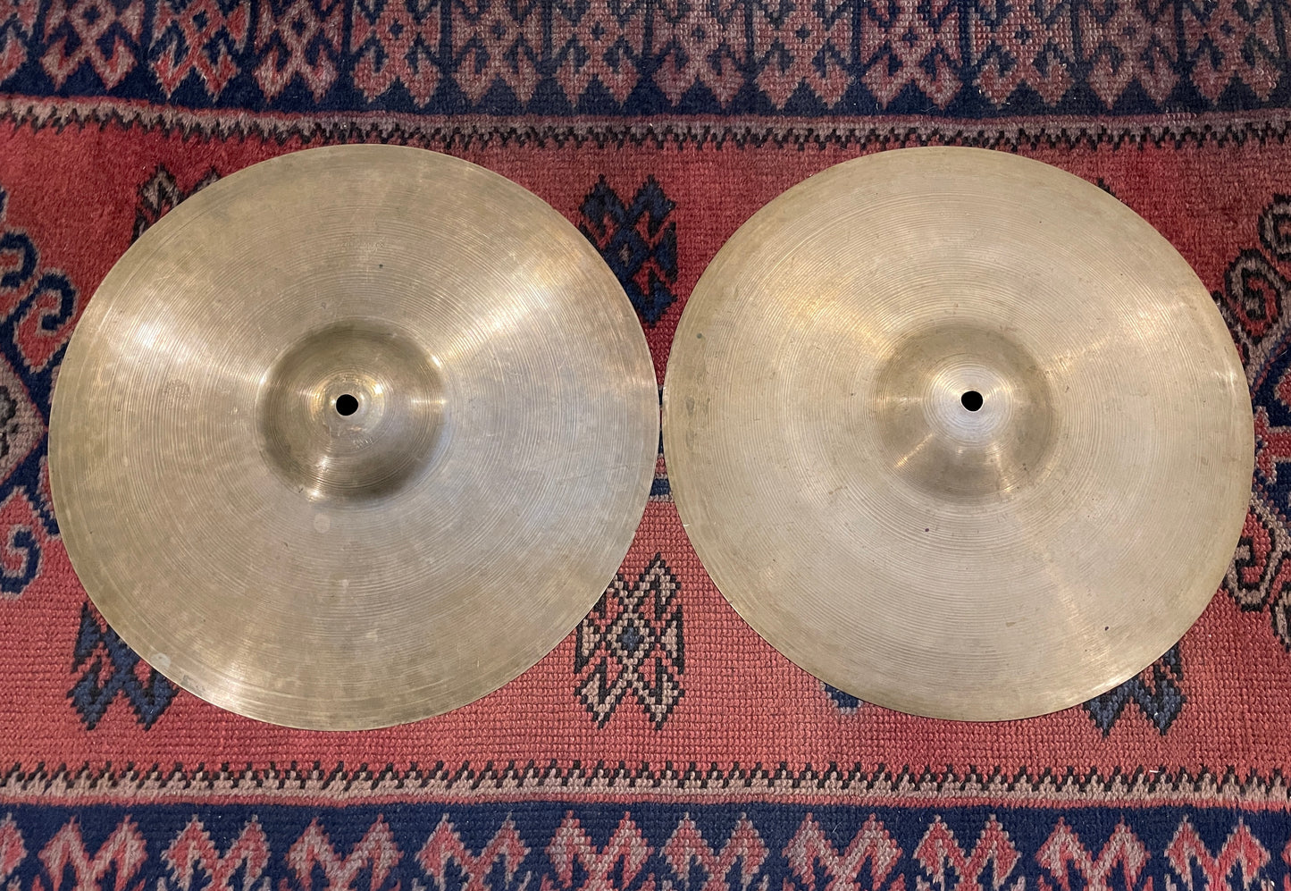 13" Zildjian A 1940s-50s Trans Stamp Hi-Hat Cymbal Pair 438/470g #739