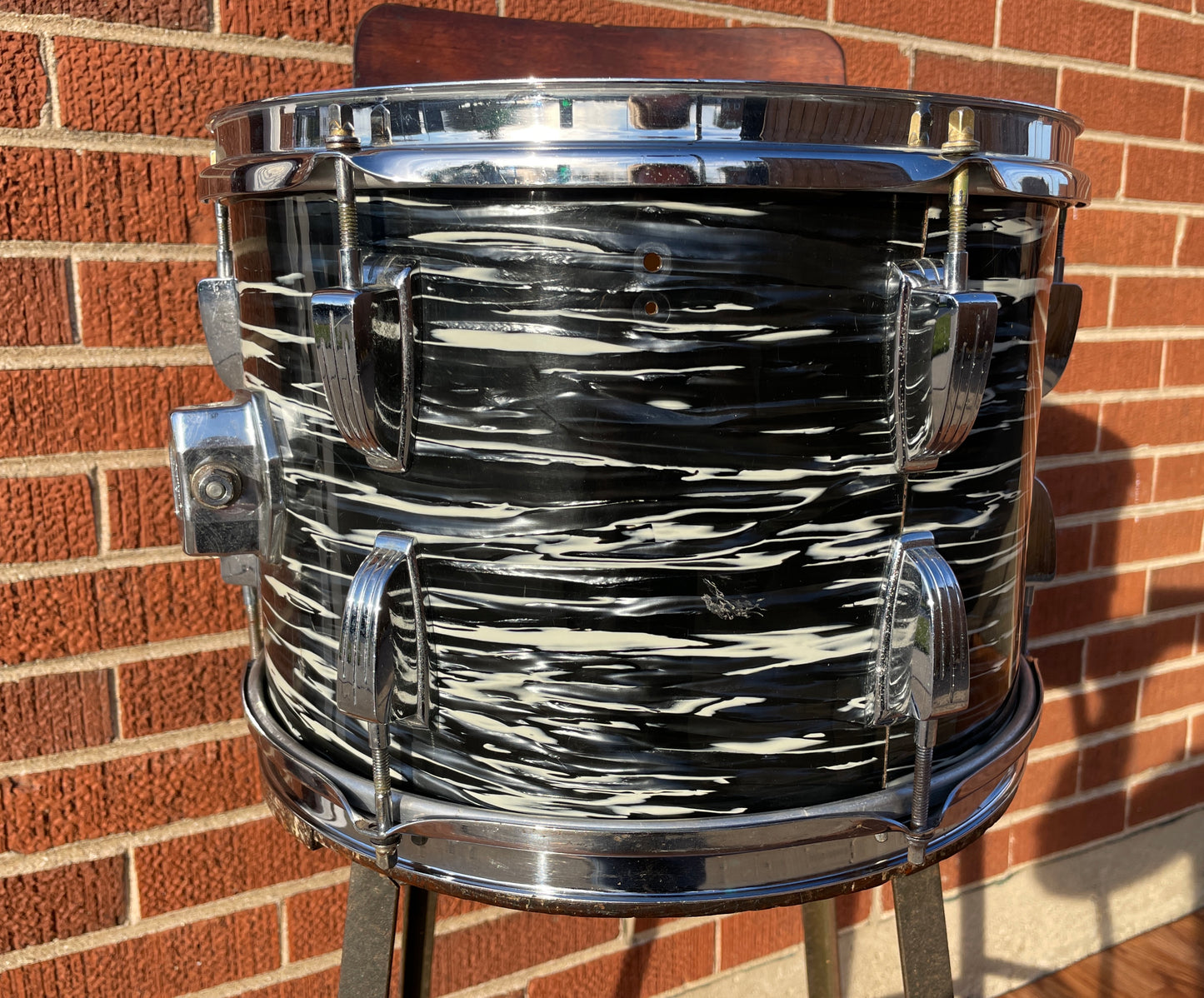1969-1970 Ludwig 9x13 Tom Drum Single Oyster Black Pearl 1970s