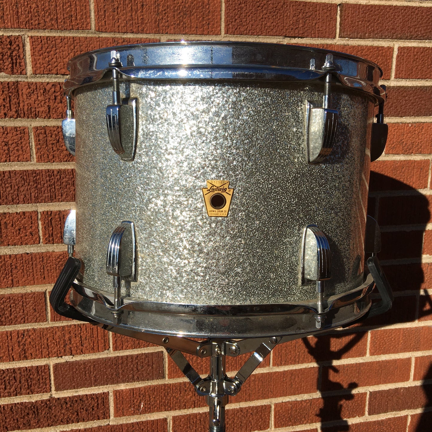 1968 Ludwig 8x12 Keystone Tom Drum Silver Sparkle
