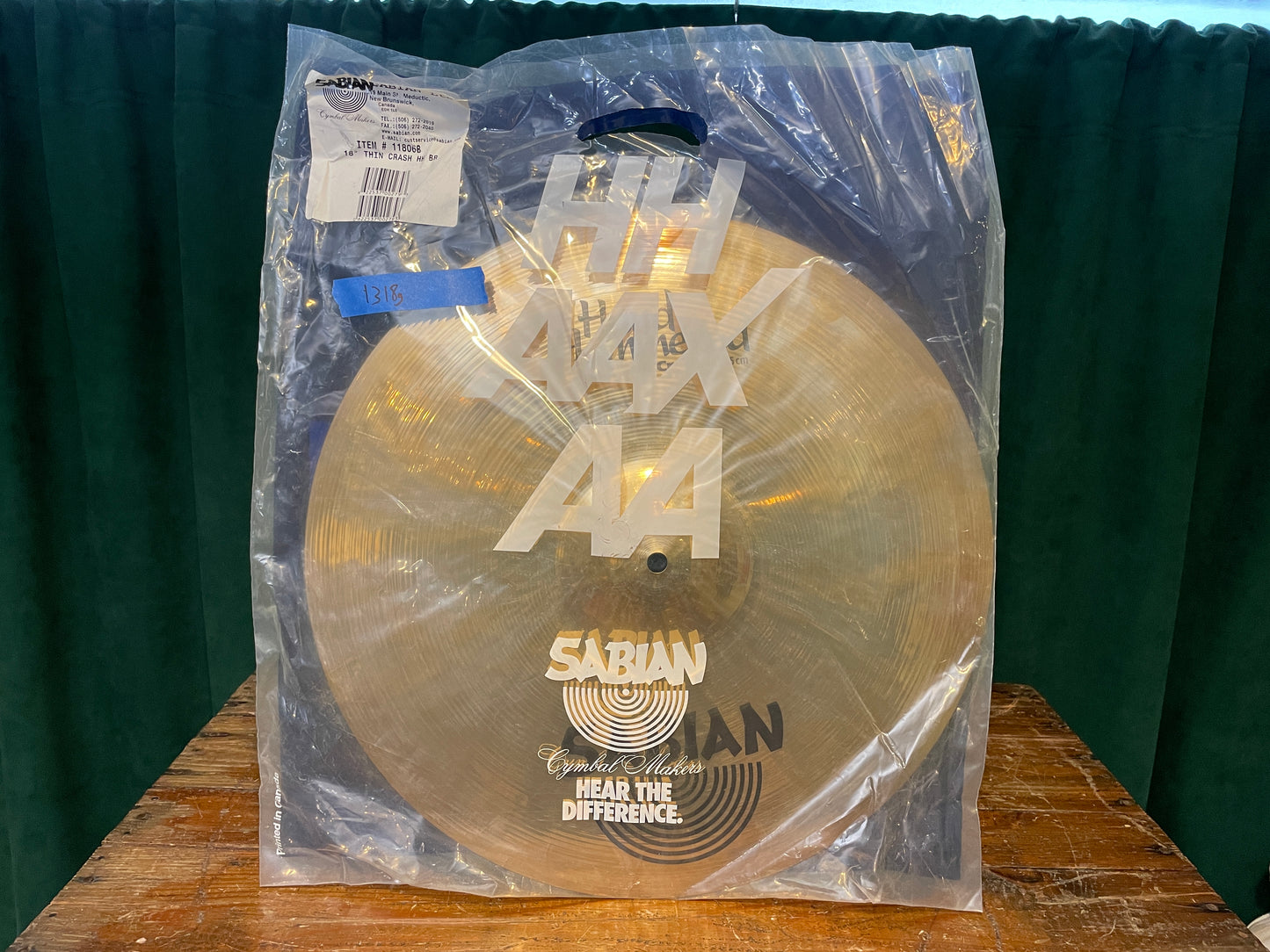 18" Sabian Hand Hammered HH Thin Crash Brilliant 1318g