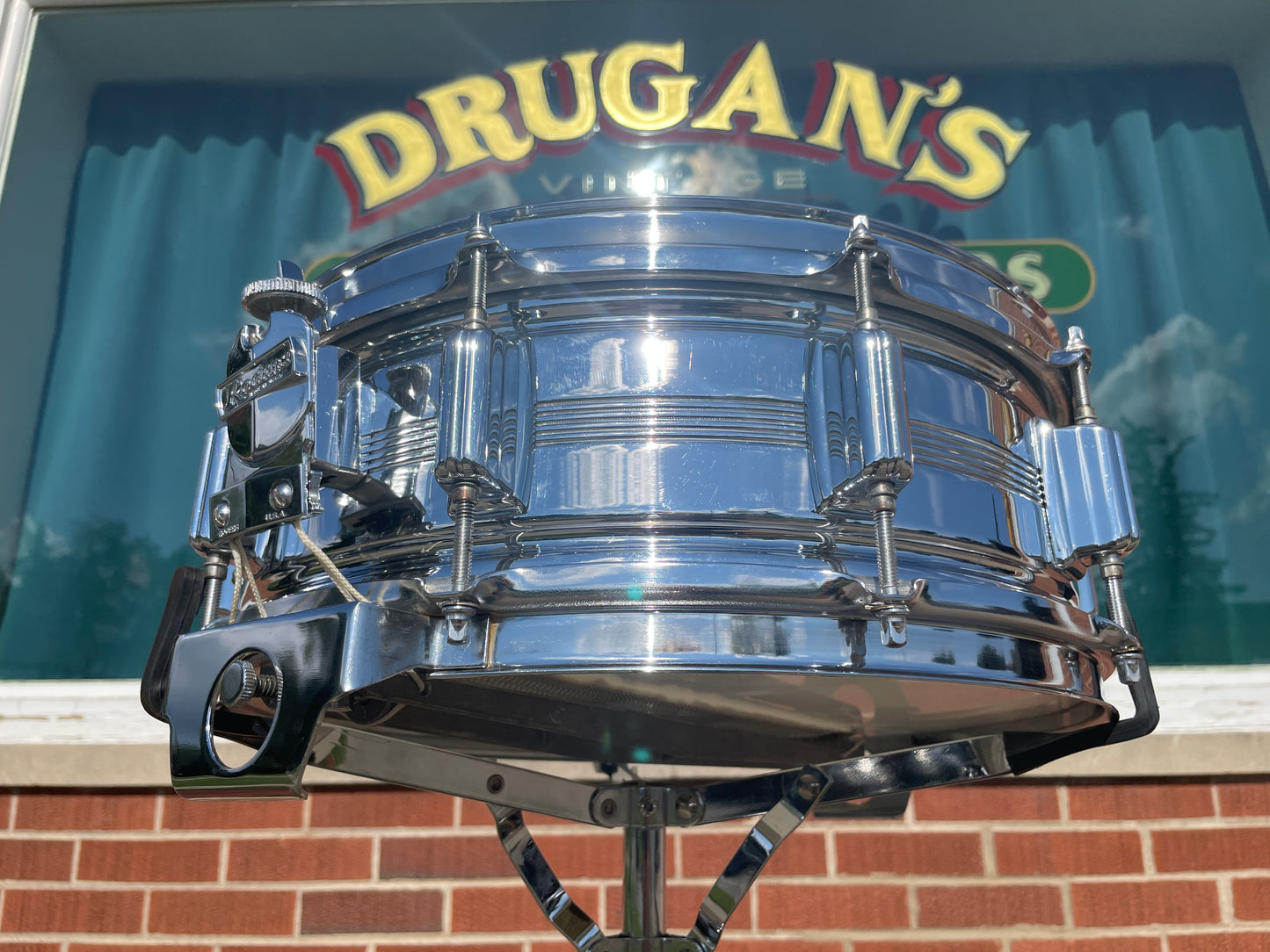 Vintage Rogers 5x14 Dynasonic "Big R" Snare Drum Chrome Over Brass COB Dyna-Sonic