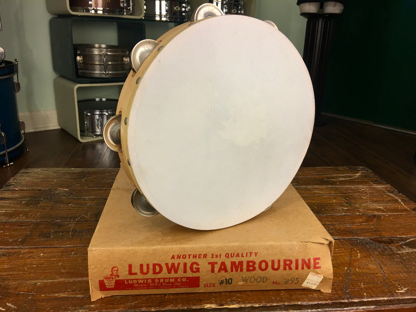 1950s WFL Ludwig 10" Tambourine Never Used w/ Original Box Amazing Find!