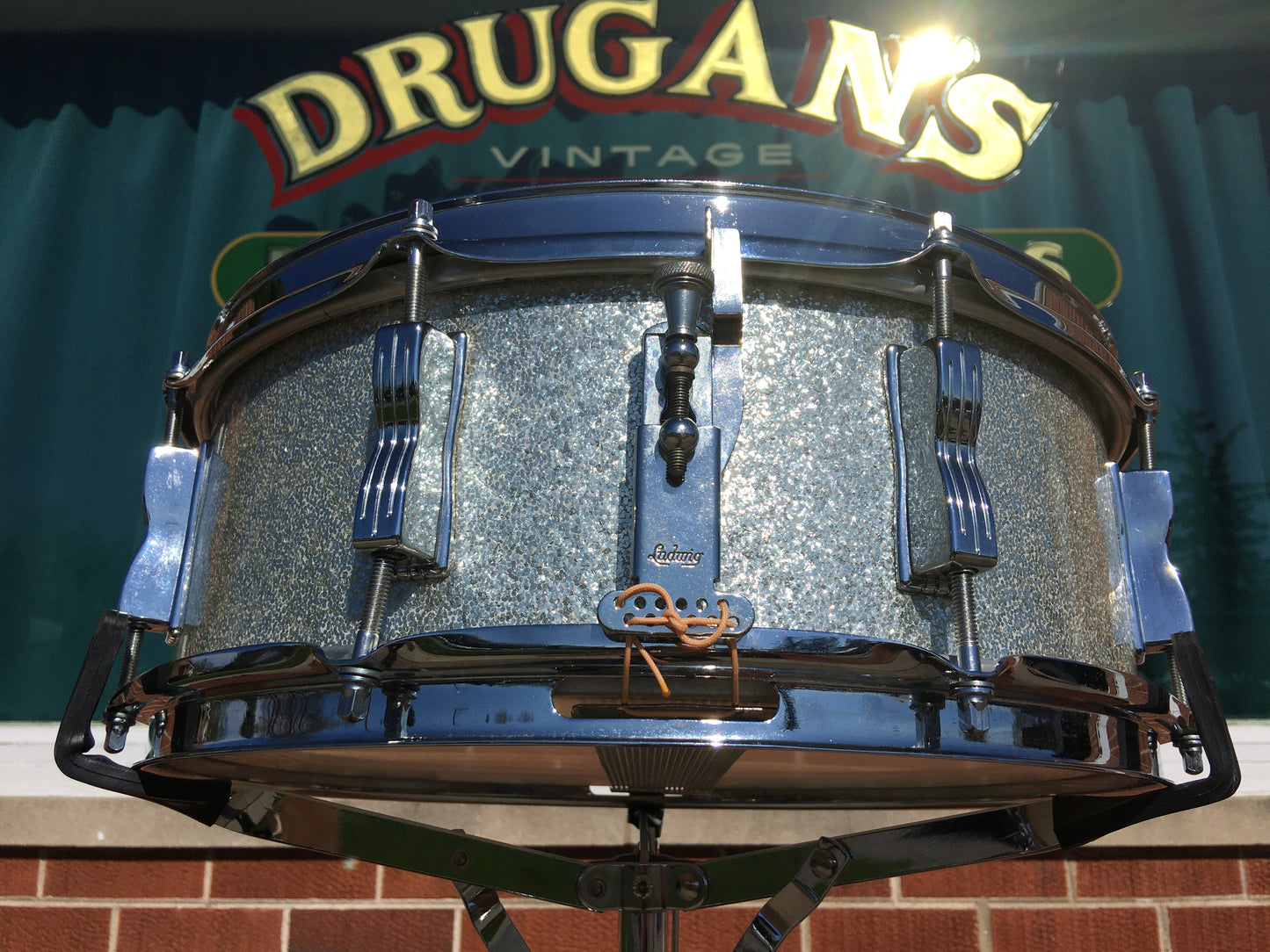 1968 Ludwig 5x14 Jazz Festival 8 Lug Snare Drum Silver Sparkle