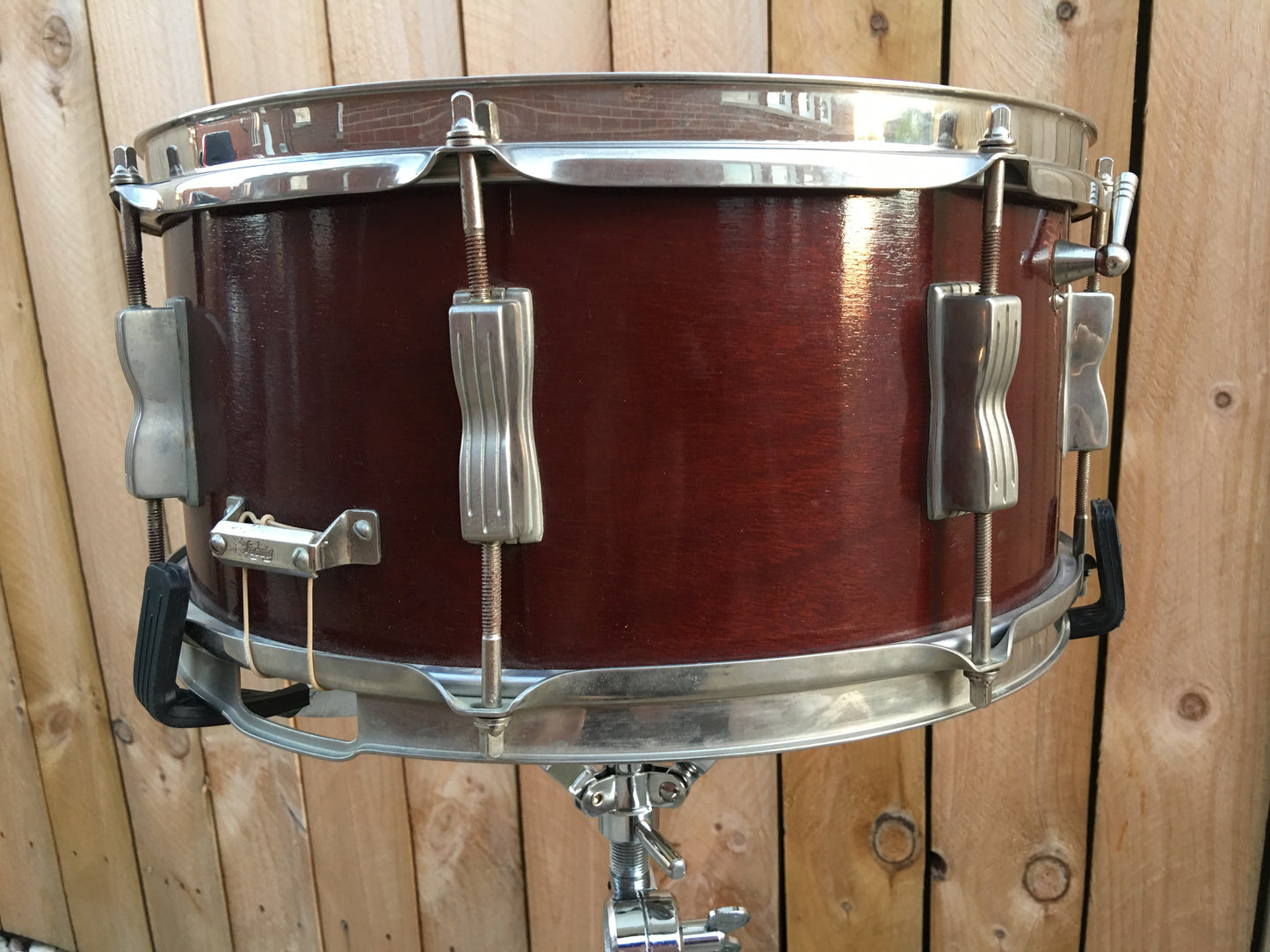 1963 Ludwig 6.5x14 Auditorium Snare Drum Mahogany W/ COB Hoops