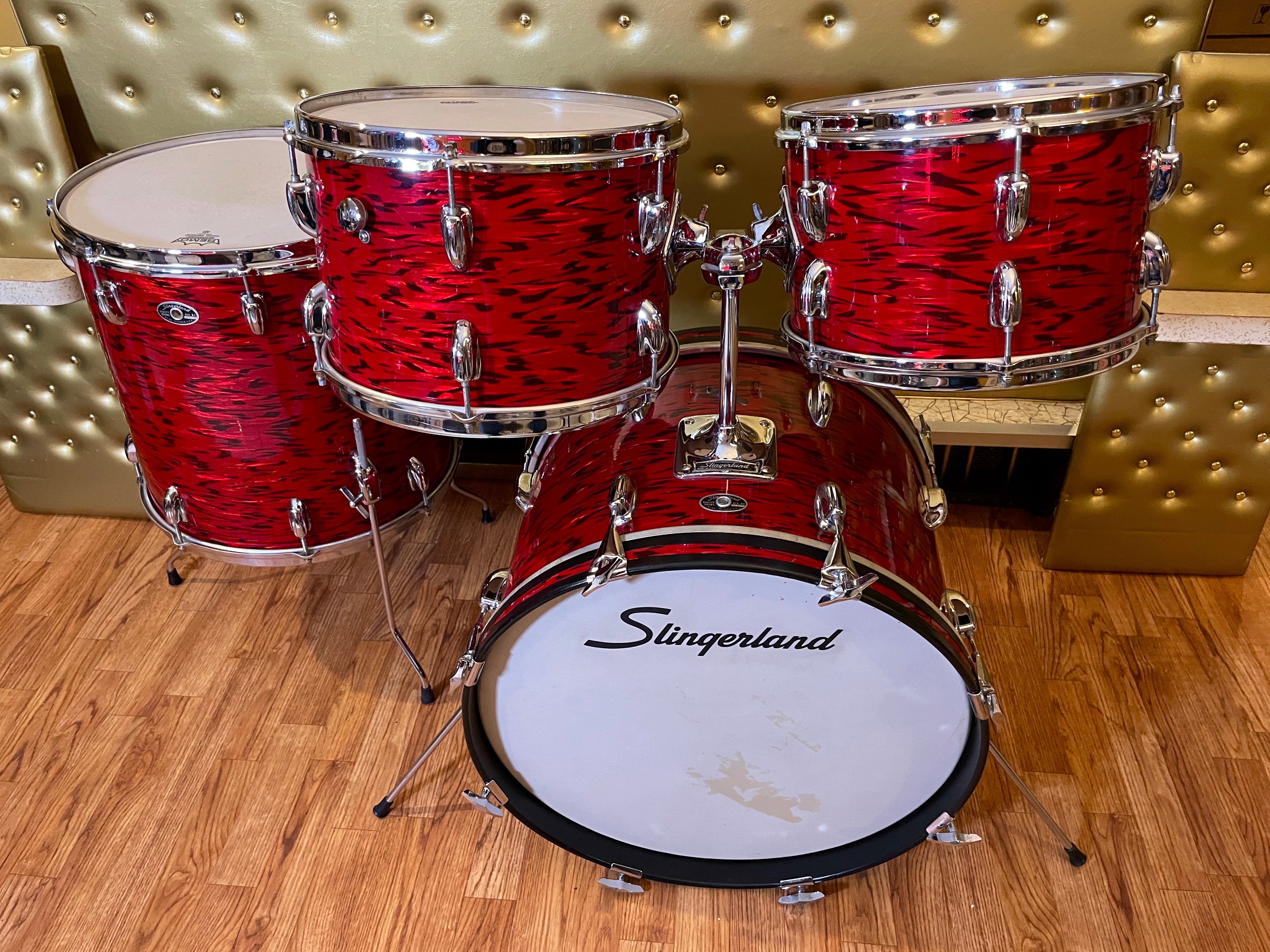 1970s Slingerland Red Tiger Drum Set 20/12/13/16 – Drugan's Drums