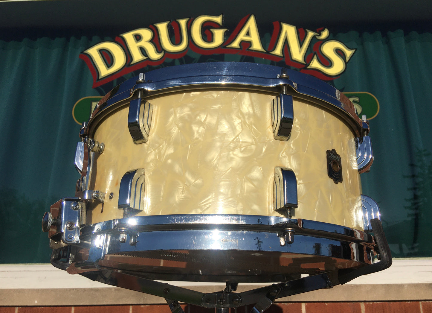1939 Leedy 6.5x14 Broadway Parallel Snare Drum White Marine Pearl