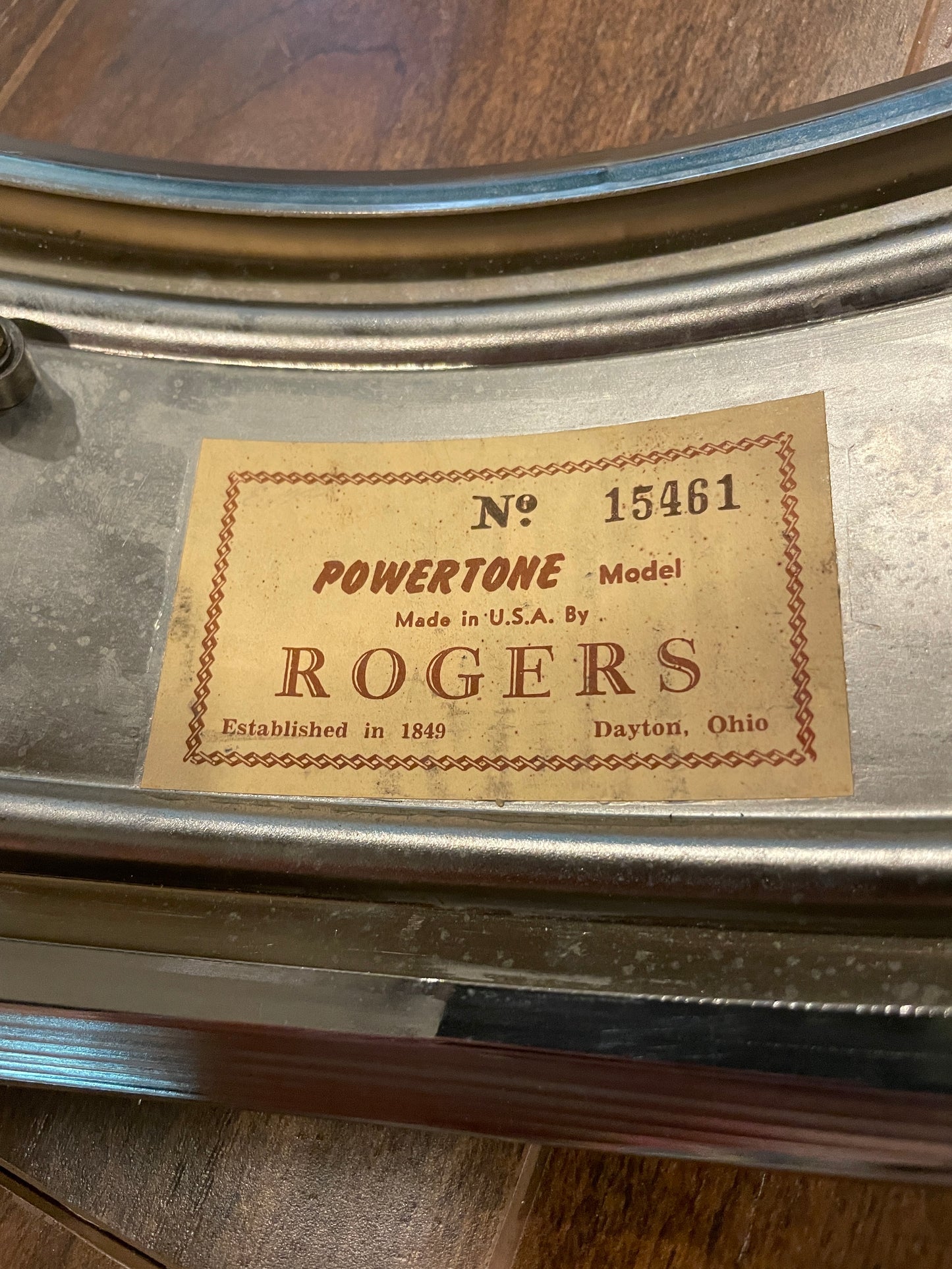 1960s Rogers 5x14 Powertone Snare Drum Chrome Over Brass Dayton COB