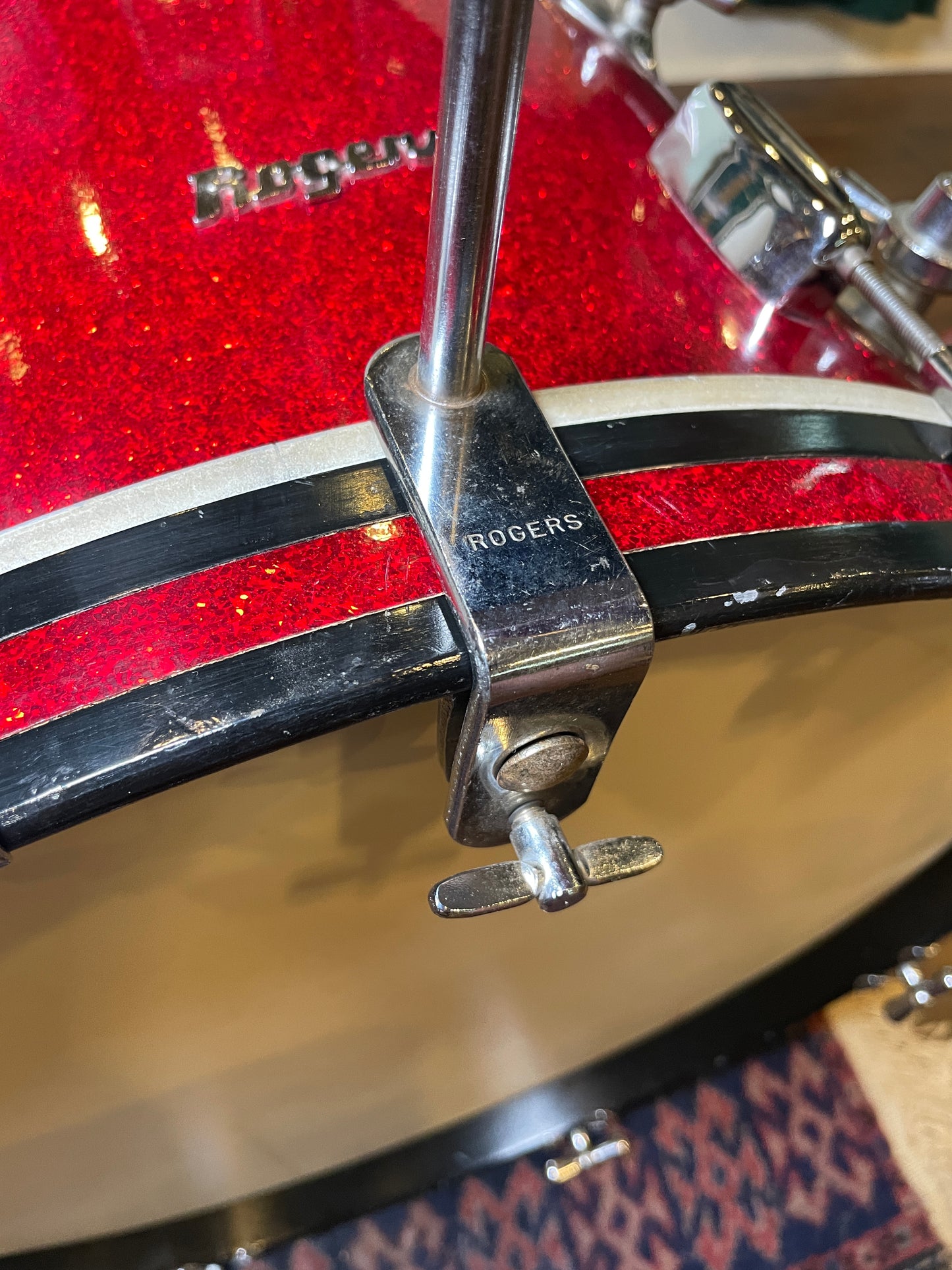 1960s Rogers Wood Block & Bass Drum Hoop Mount Holder