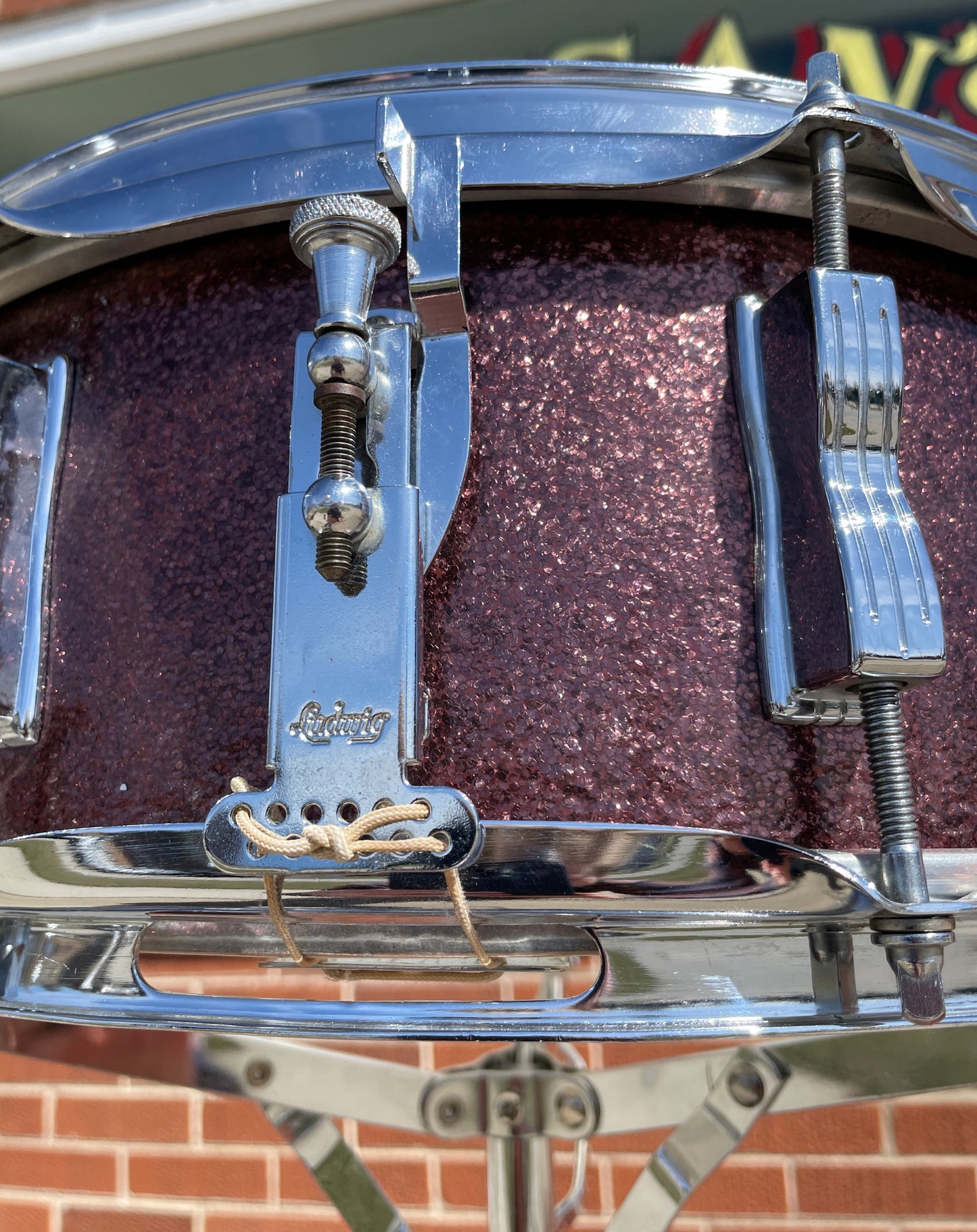 1966 Ludwig 5x14 Jazz Festival Snare Drum Burgundy Sparkle