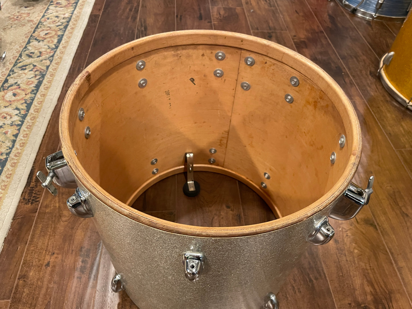 1966 Slingerland 16x16 Floor Tom Drum Silver Sparkle