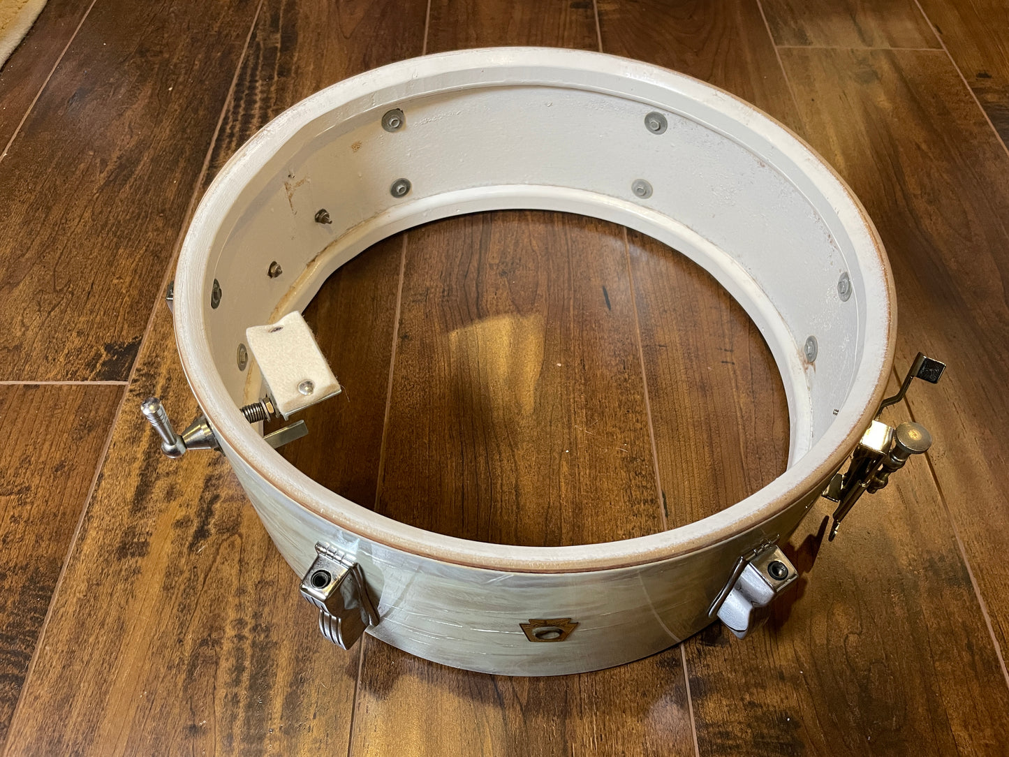 Early 1960s Ludwig Pre-Serial # 5x14 Pioneer Snare Drum White Marine Pearl WMP