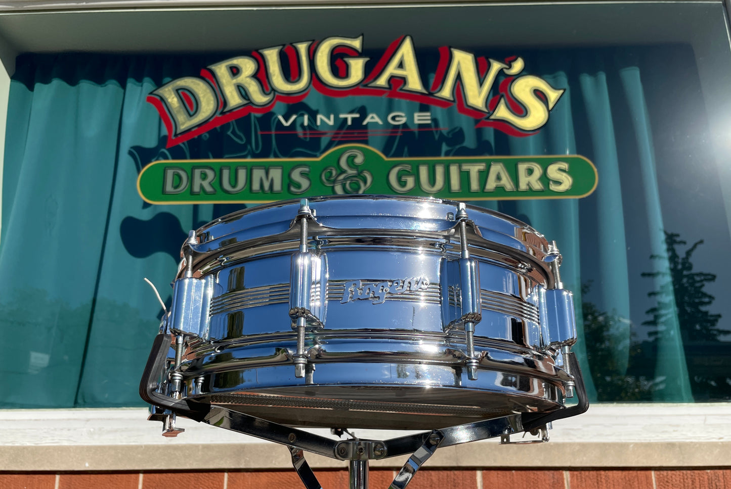 1960s-70s Rogers Dyna-Sonic 5x14 Snare Drum COB Chrome Over Brass