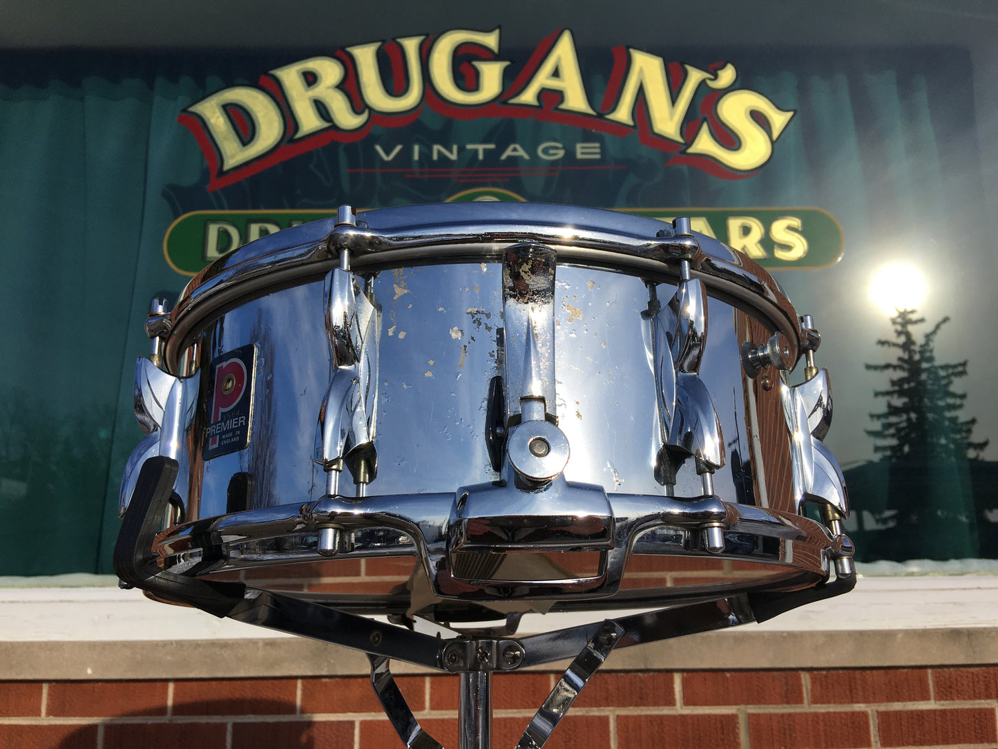 1970s Premier 5.5x14 Model 2000 Snare Drum Chrome Over Aluminum Made in England