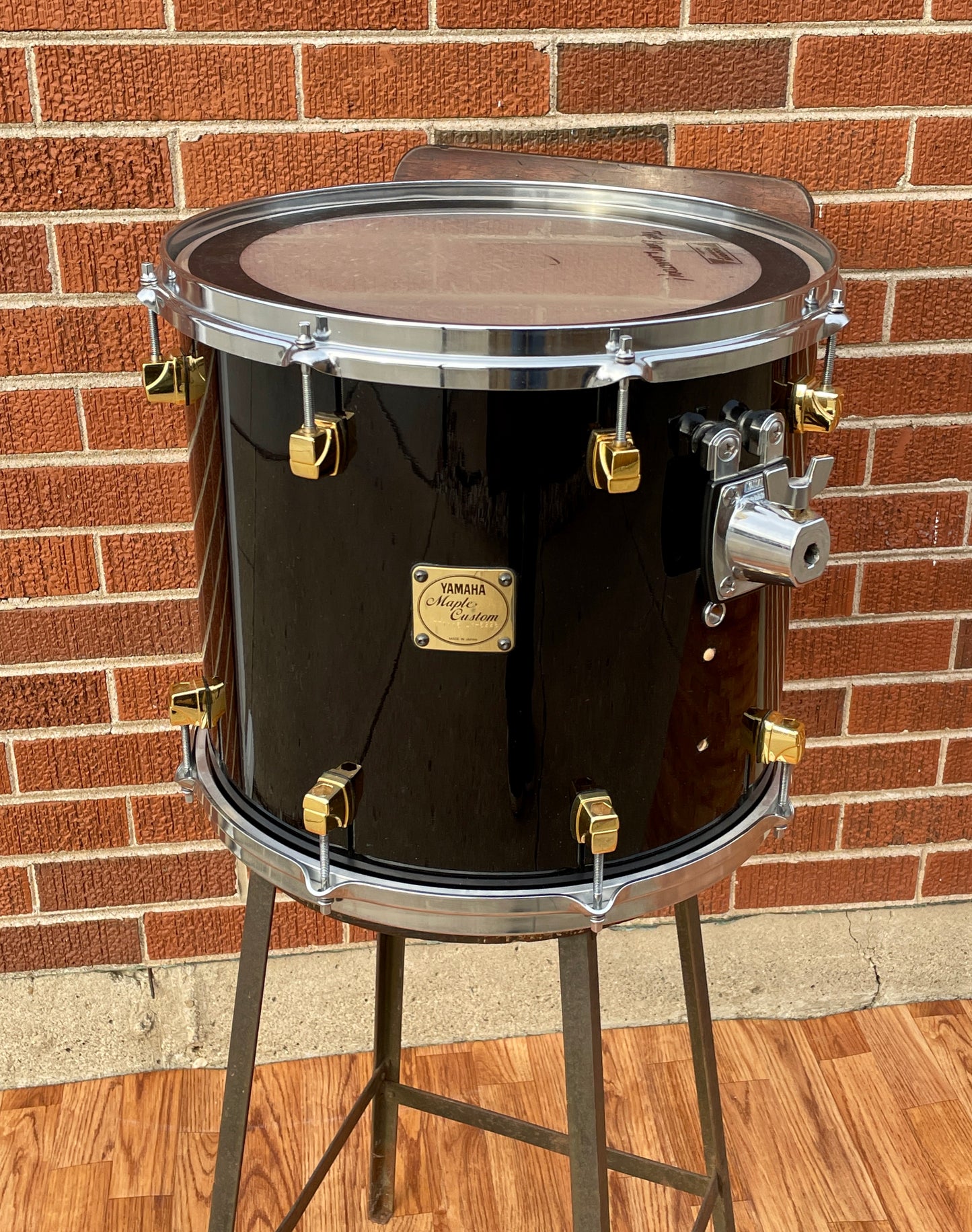 1990s Yamaha 15x13 Maple Custom Floor Tom Single Piano Black 13x15