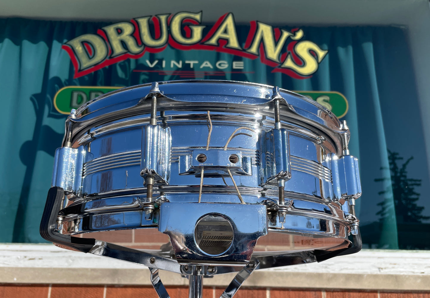 Vintage Rogers 5x14 Dynasonic Snare Drum Chrome Over Brass COB Dyna-Sonic