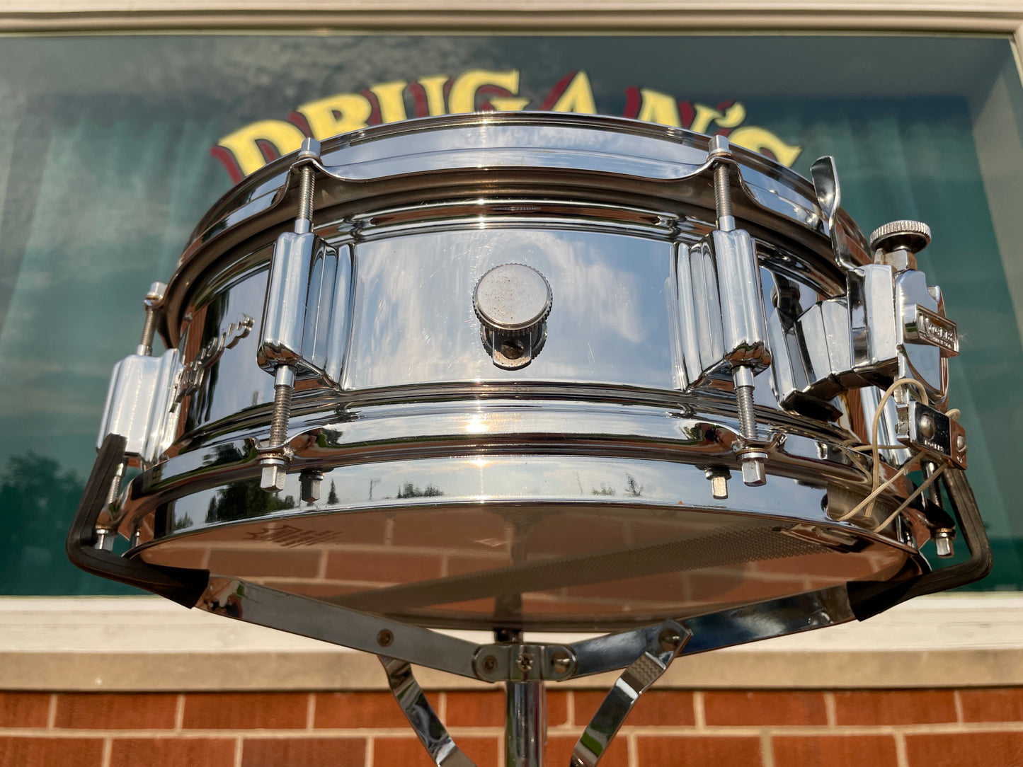 1960s Rogers 5x14 Powertone Snare Drum Chrome Over Brass Cleveland COB