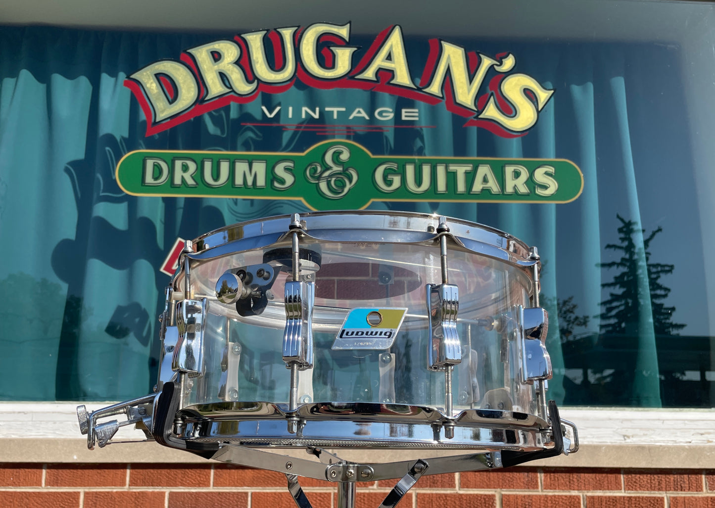 1970s Ludwig 6.5x14 Super Sensitive Vistalite Snare Drum Clear 10-Lug