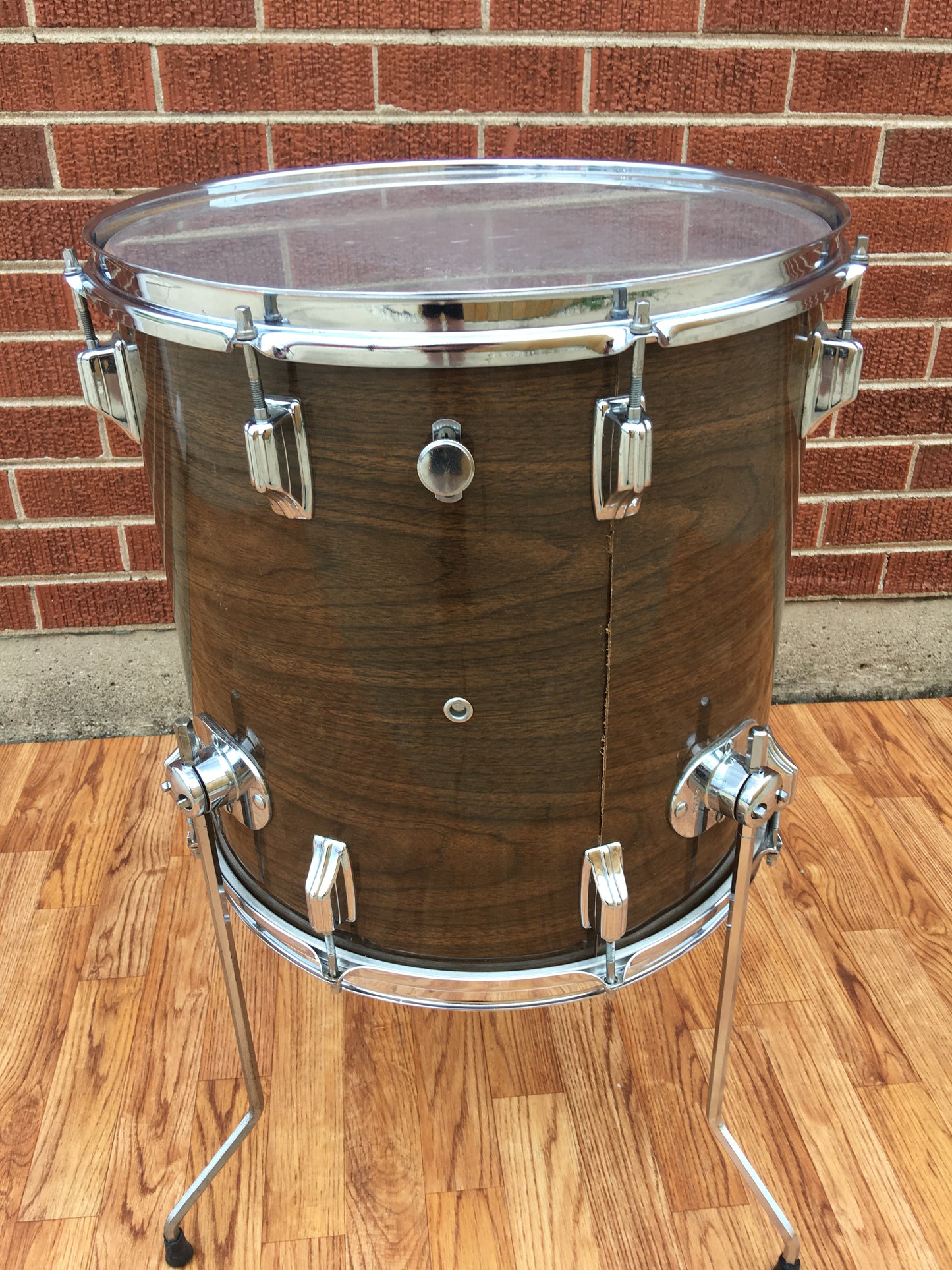 1970s Rogers 16X16 New Mahogany Swivomatic Floor Tom Drum