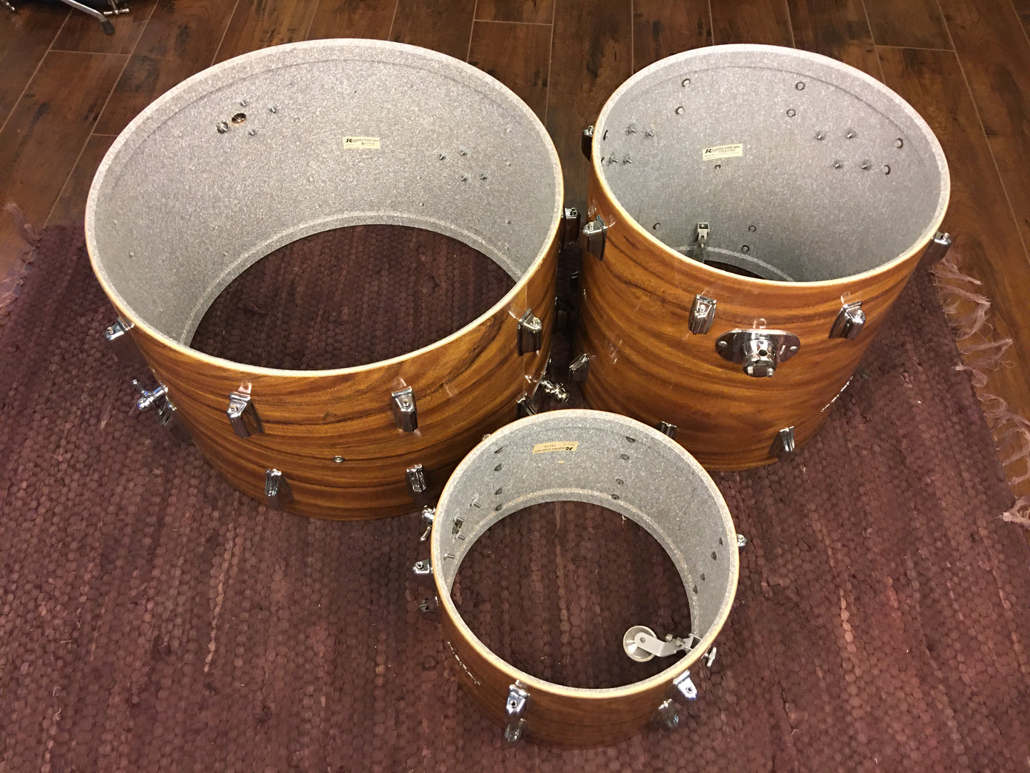 Early 1970s Rogers Celebrity Swivomatic Drum Set Koa 22/13/16
