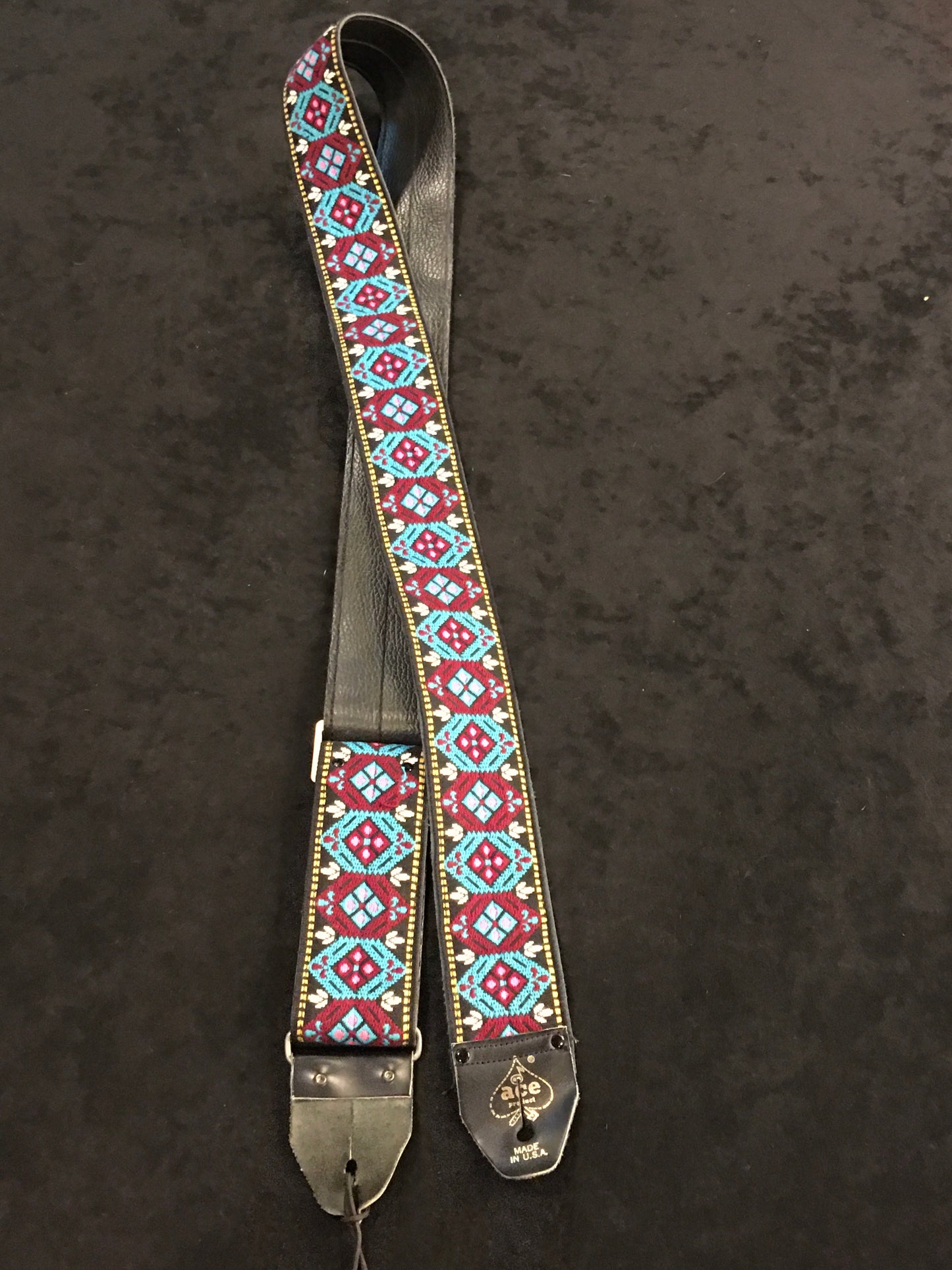 Vintage Ace Purple/Blue Diamond Guitar Strap Hippie Bobby Lee Style