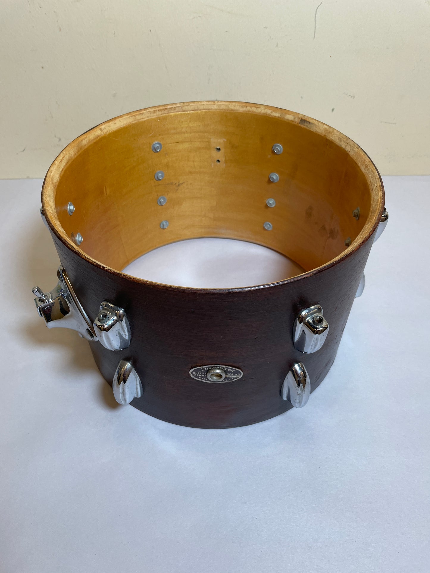 1970s Slingerland 8x12 Tom Drum Shell Brown Stain
