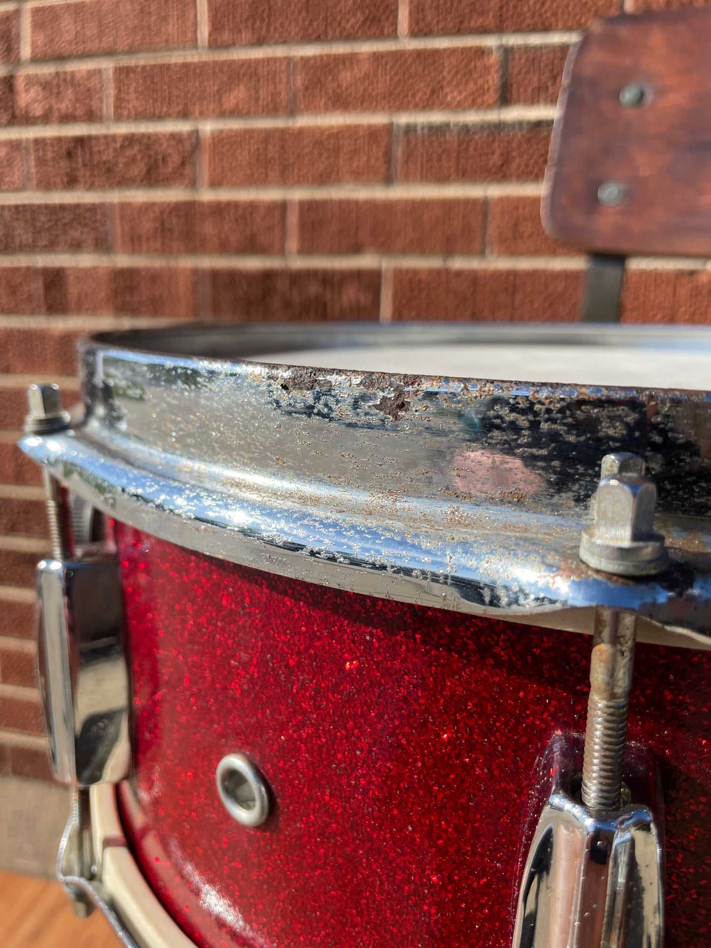 Vintage 1960s Pearl 5x14 Snare Drum Red Sparkle