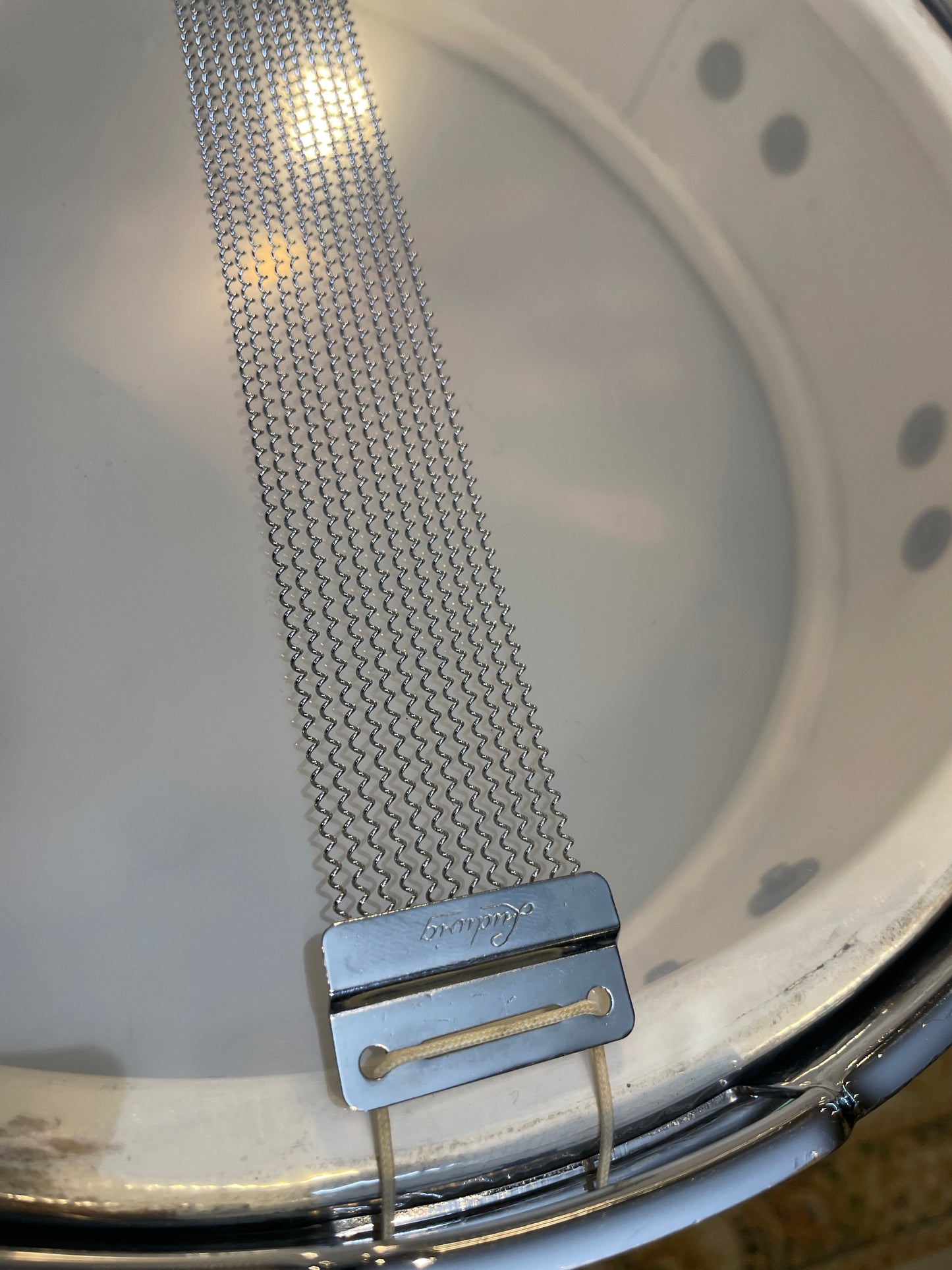 1960-1962 Ludwig 4x14 Downbeat Snare Drum Oyster Blue Pearl Pre-Serial Keystone Badge