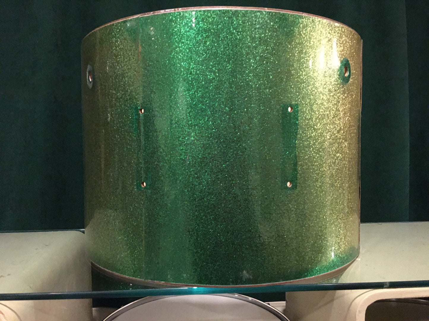 1960s Ludwig 14x20 Club Date Bass Drum Shell Green Sparkle Keystone