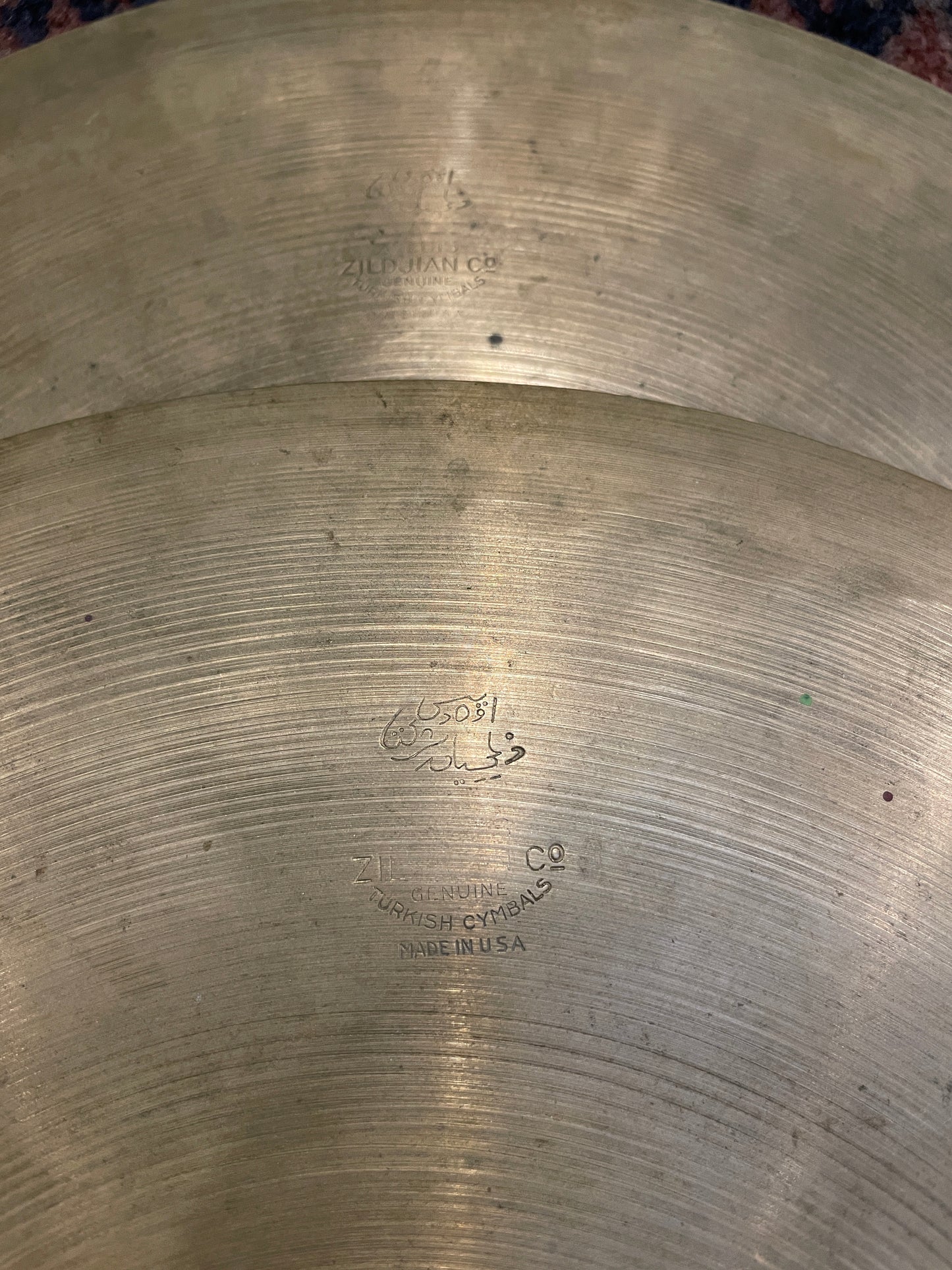 13" Zildjian A 1940s-50s Trans Stamp Hi-Hat Cymbal Pair 438/470g #739