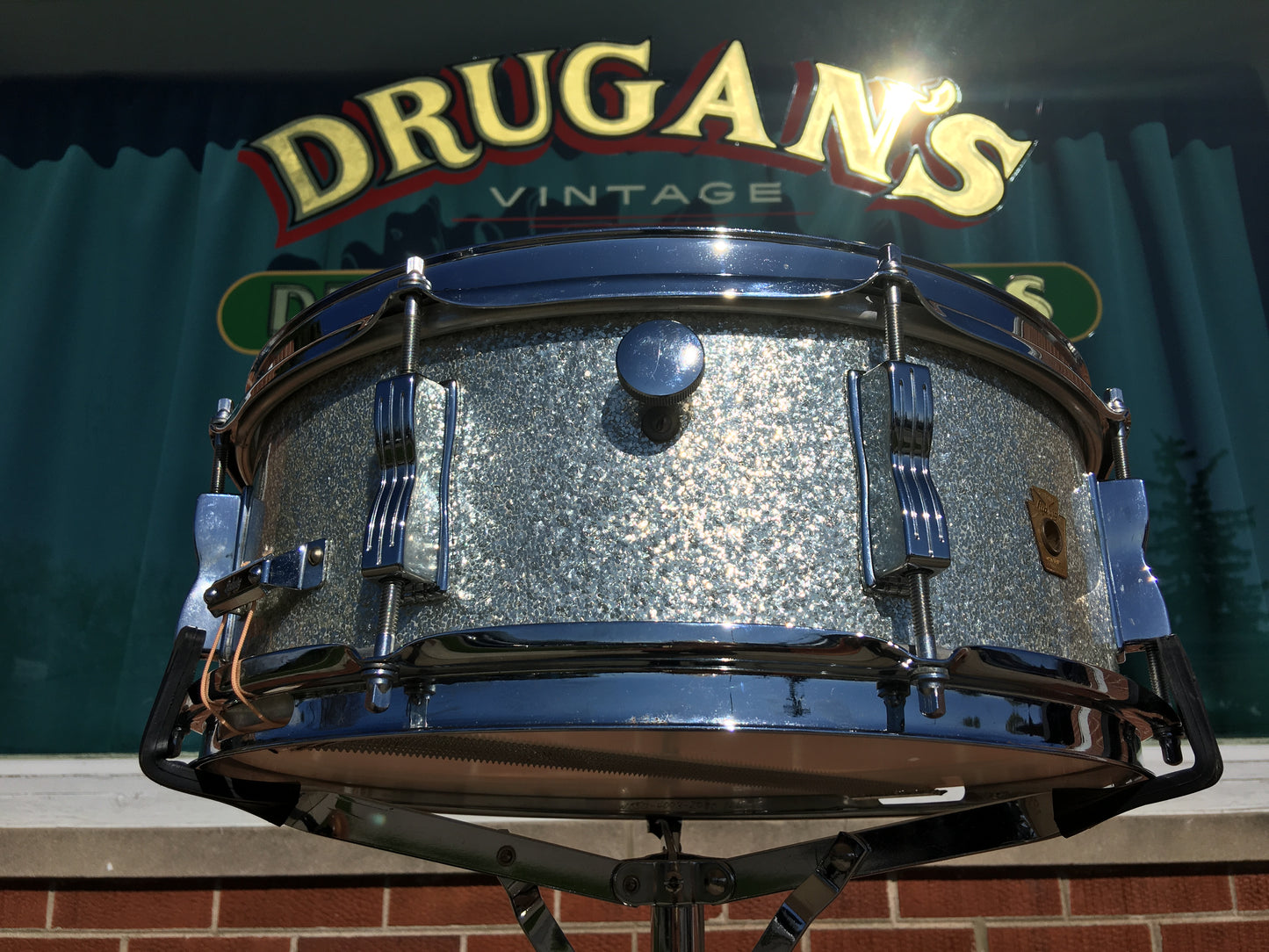 1968 Ludwig 5x14 Jazz Festival 8 Lug Snare Drum Silver Sparkle