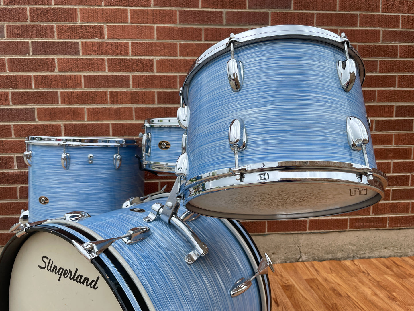 1960s Slingerland Gene Krupa De Luxe Outfit No. 1N Drum Set w/ Artist Snare Blue Ripple Pearl