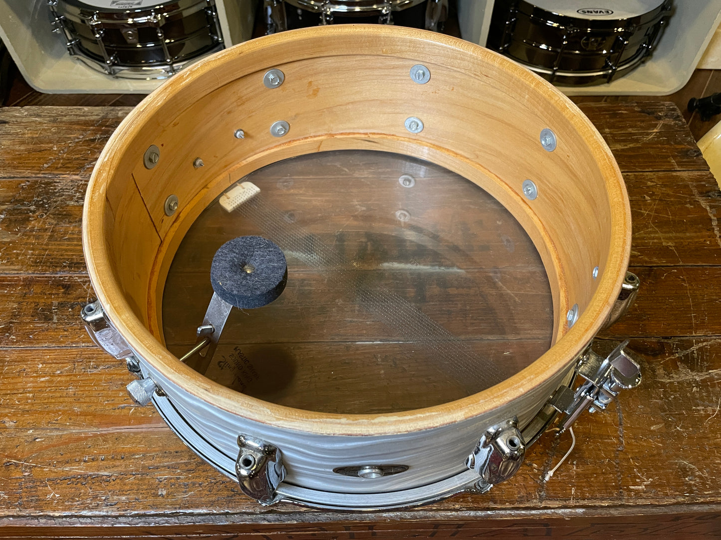 1964 Slingerland No. 146 Hollywood Ace 5x14 Snare Drum White Satin Flame Pearl
