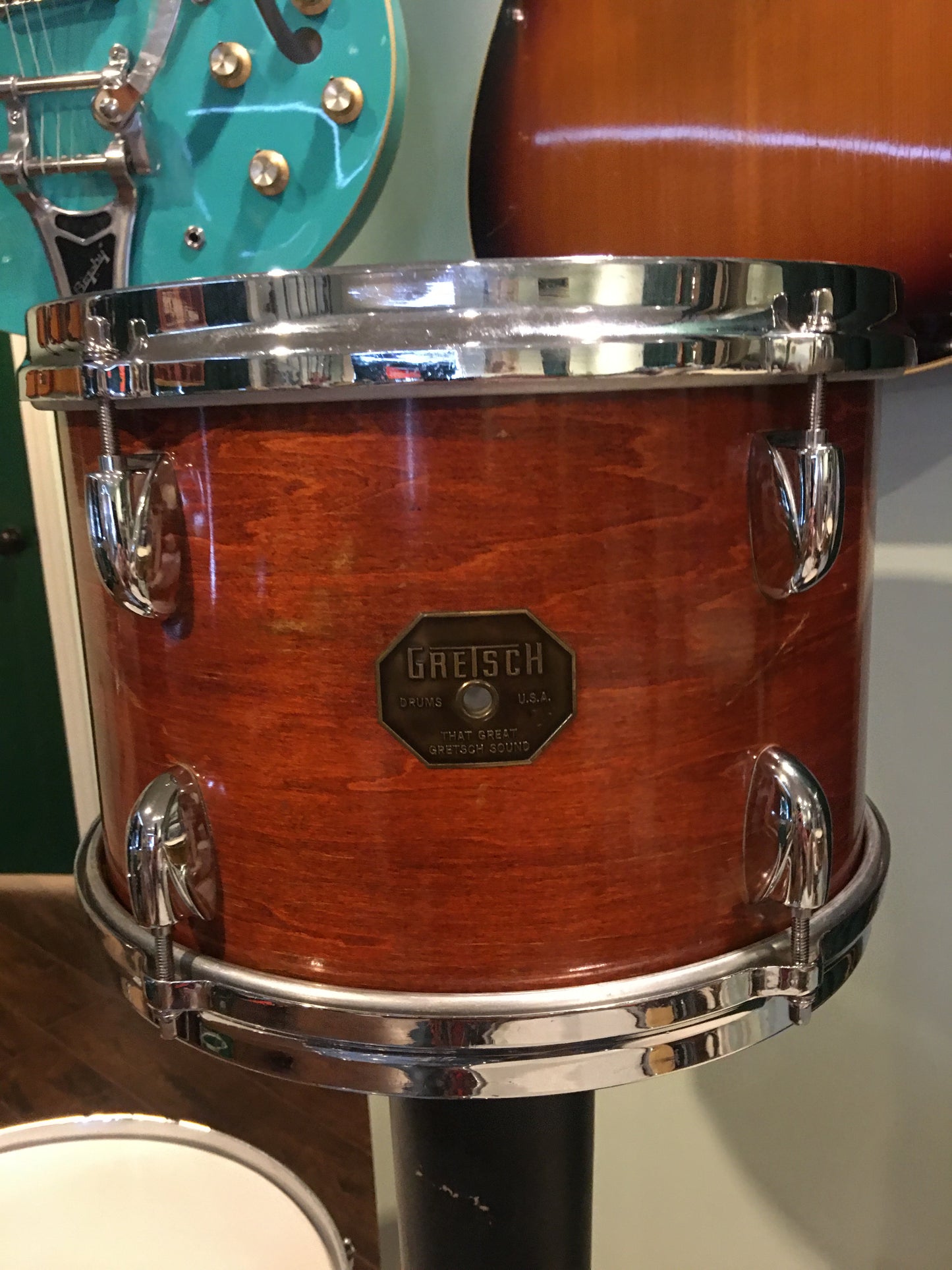1970s Gretsch 8x12 Stop Sign Badge Tom Drum Rosewood Bop / Progressive Jazz