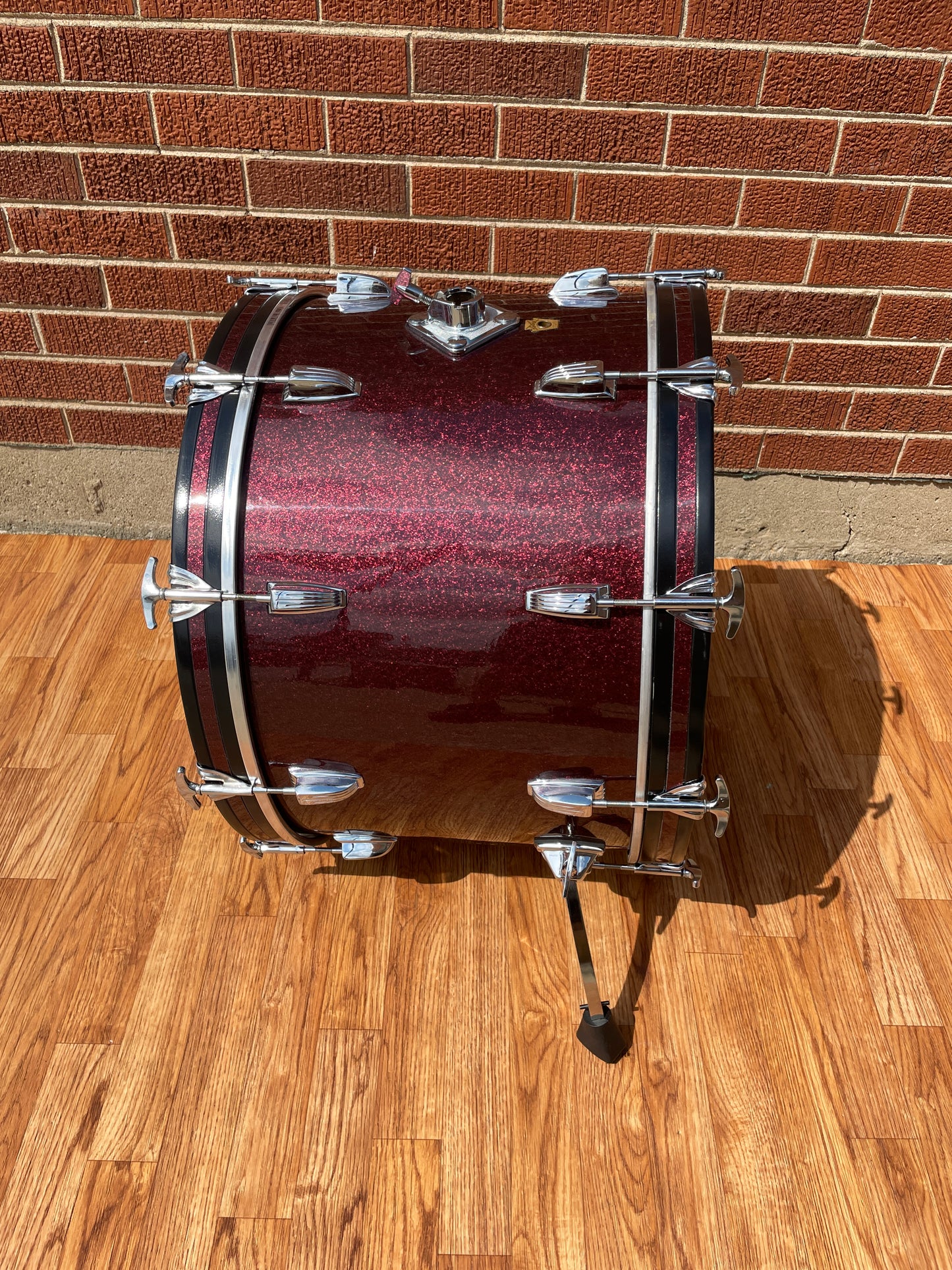 1969 Ludwig 14x22 Hollywood Bass Drum Burgundy Sparkle Rewrap Merlot