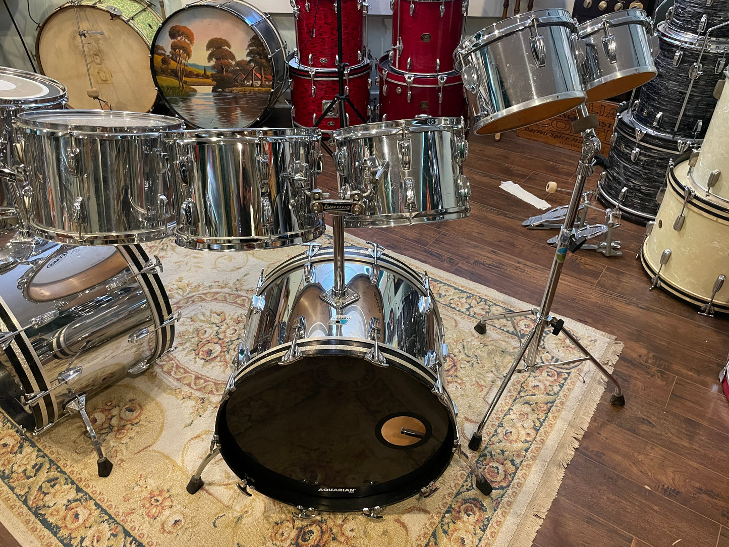 1979-80 Ludwig 9pc. Drum Set Chrome Over Wood *Video Demo*