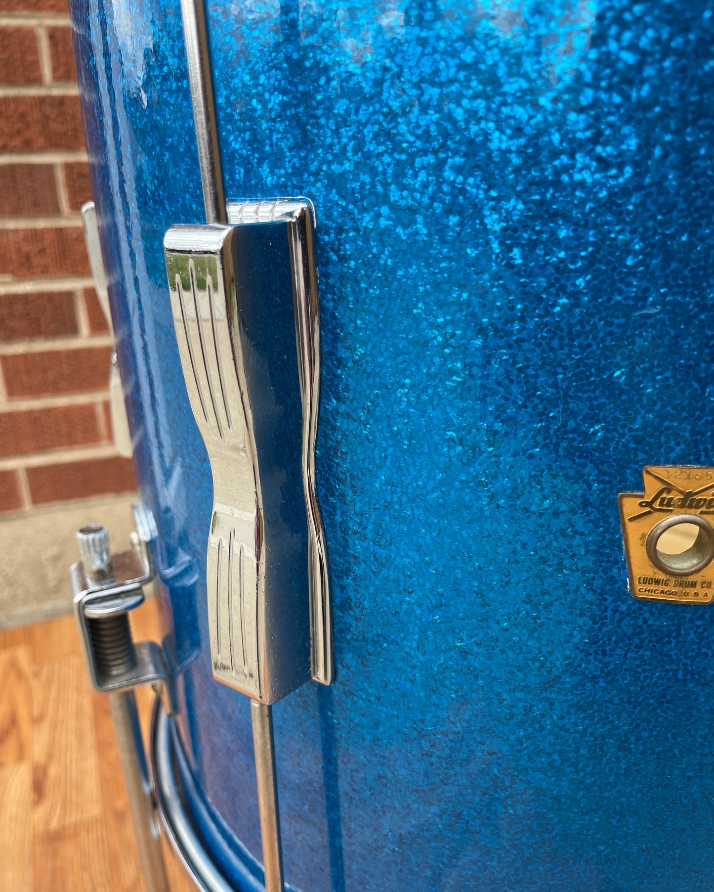 1965 Ludwig 14x14 Club Date Floor Tom Drum Blue Sparkle
