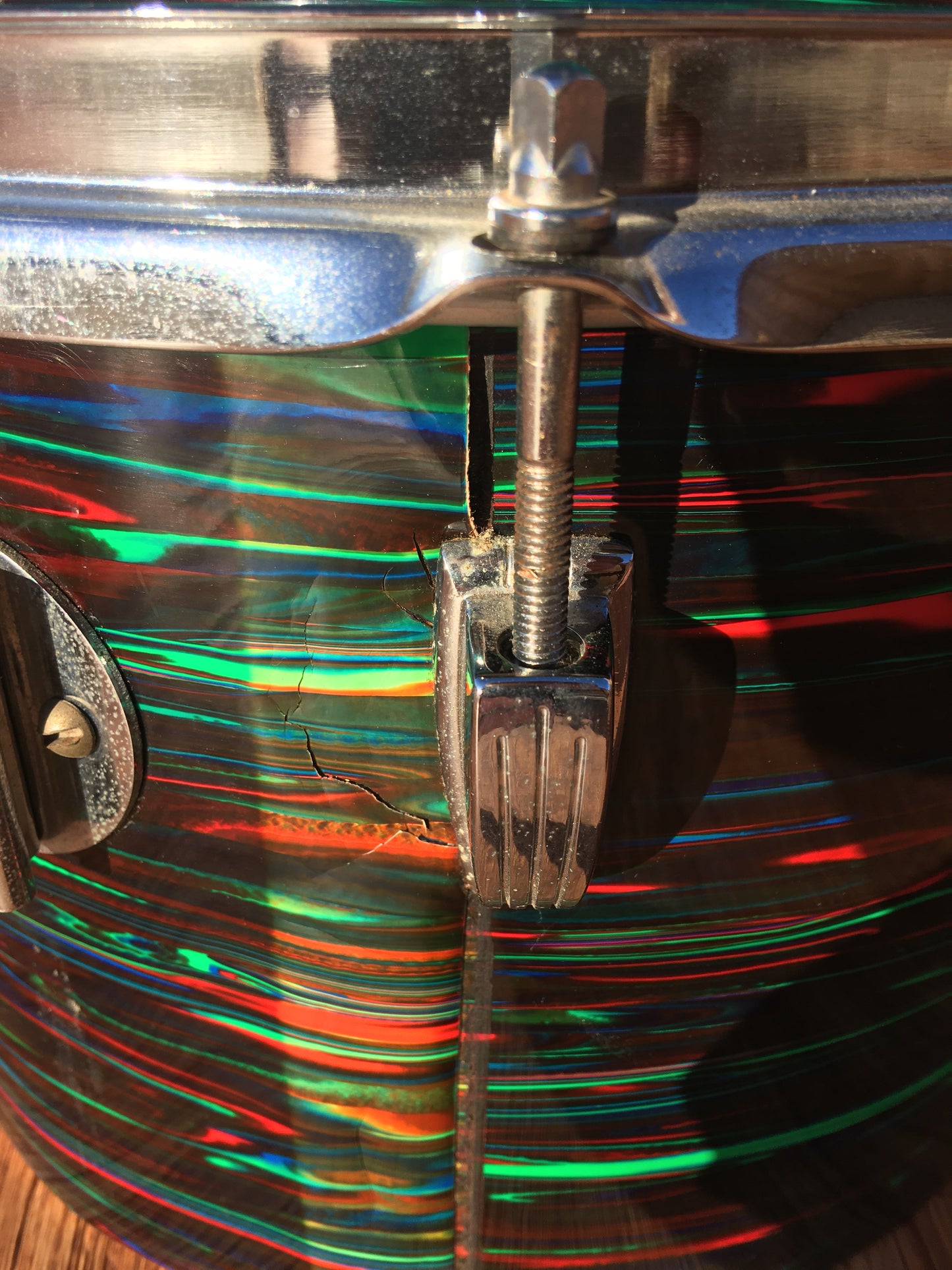 1970s Ludwig 6.5x10 & 8x12 Concert Tom Drums Psychedelic Red