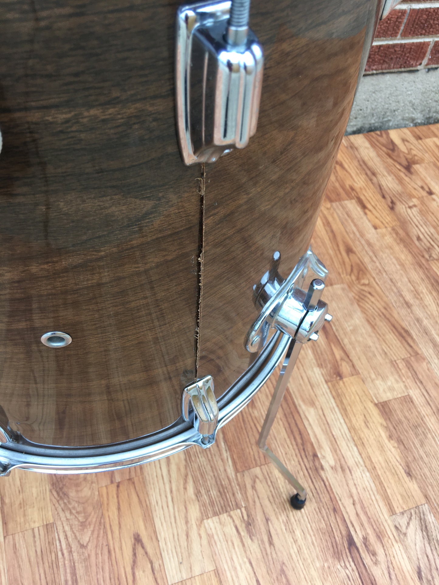 1970s Rogers 16X16 New Mahogany Swivomatic Floor Tom Drum
